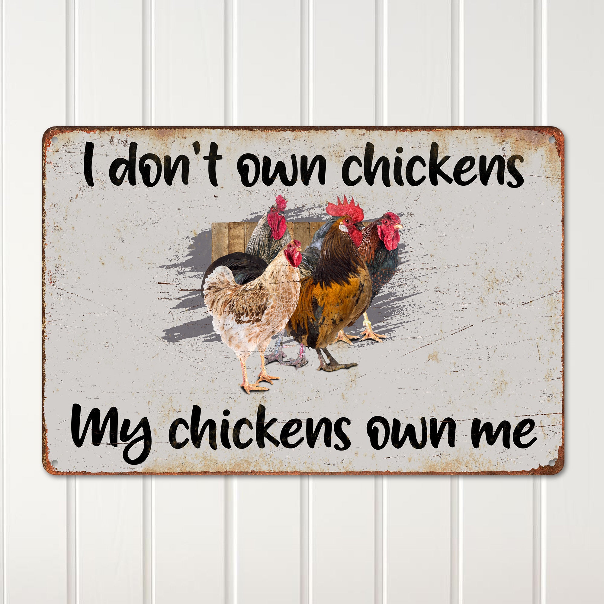 Personalized "I Don't Own Chickens" Metal Sign - Rustic Farmhouse Décor for Chicken Lovers & Gift Enthusiasts - Image 2