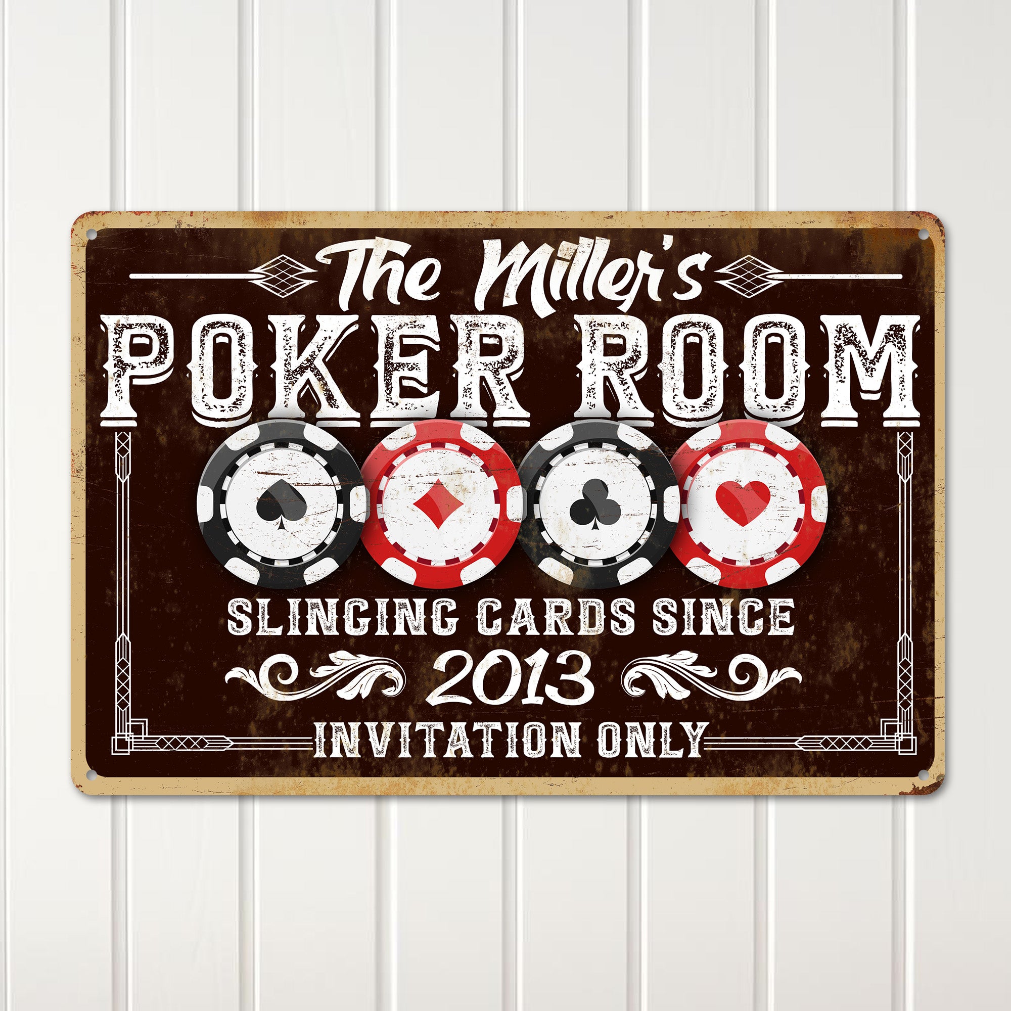 Personalized Poker Room Metal Sign – Customizable Vintage Decor for Poker Night Enthusiasts – Premium Quality Gift for Him Since 2013 - Image 2