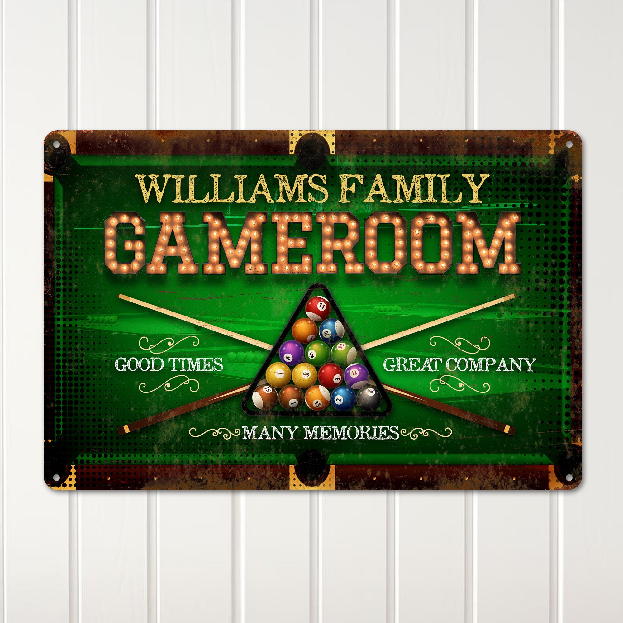 Personalized Family Game Room Sign - Premium Metal Wall Decor with Pool Table Theme - Perfect Gift for Family Gatherings - Image 2