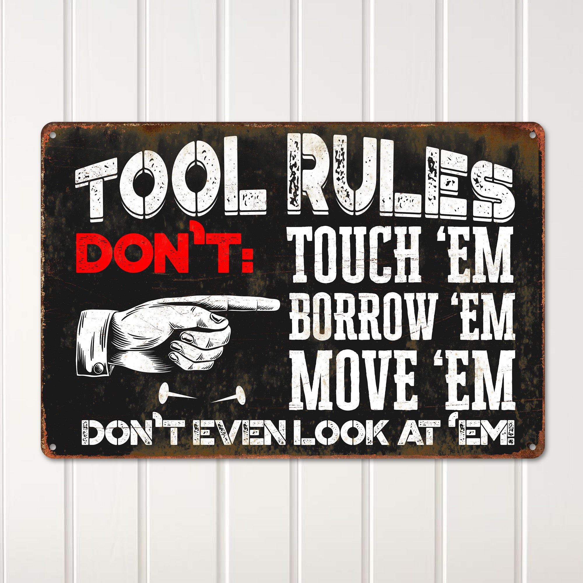 Personalized Vintage Metal Garage Sign - Durable Handmade Tool Rules Plaque for Workshop Enthusiasts and Perfect Gift for Handymen - Image 2