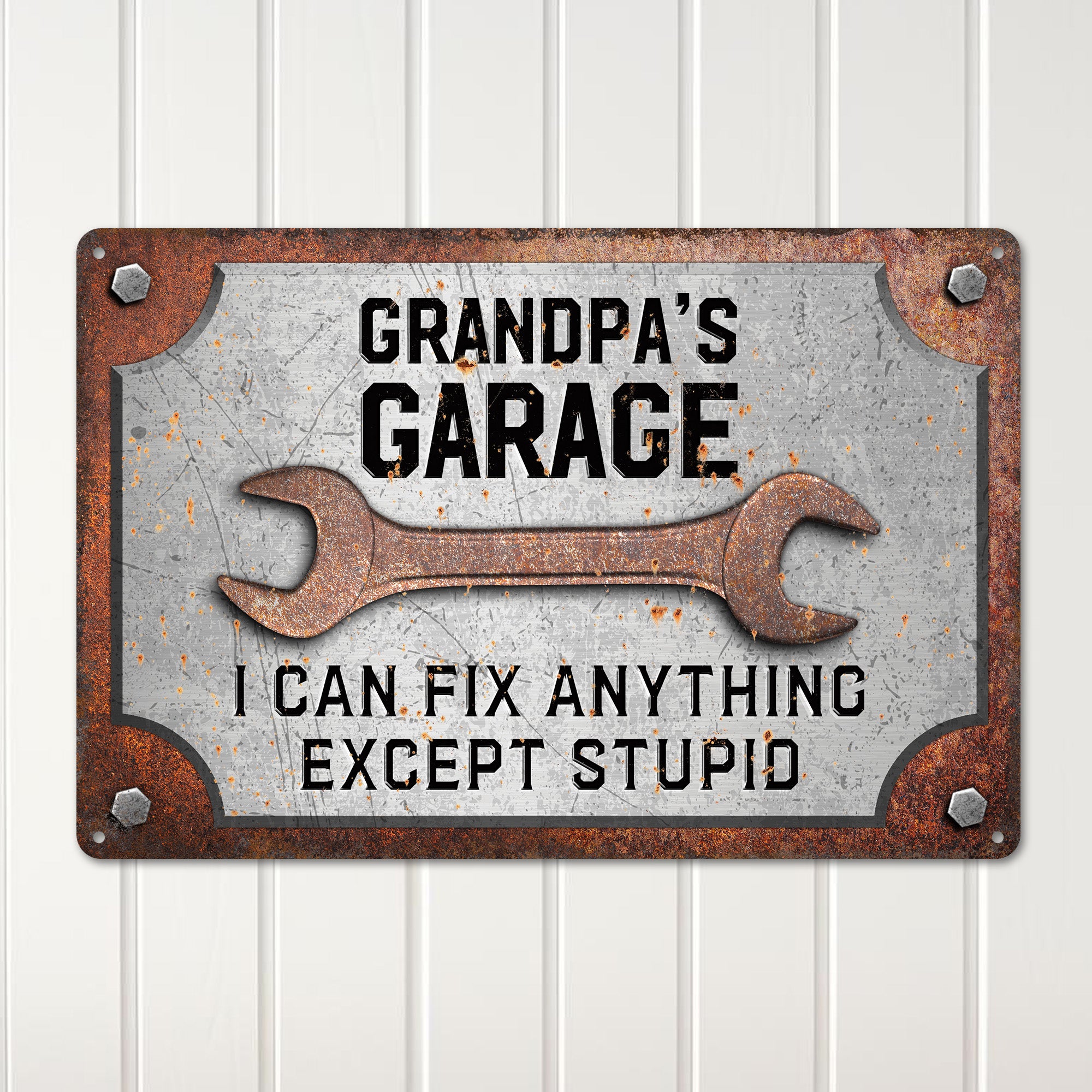Personalized Grandpa's Garage Metal Sign - Humorous Handmade Gift for Dad or Grandpa's Workshop - Image 2