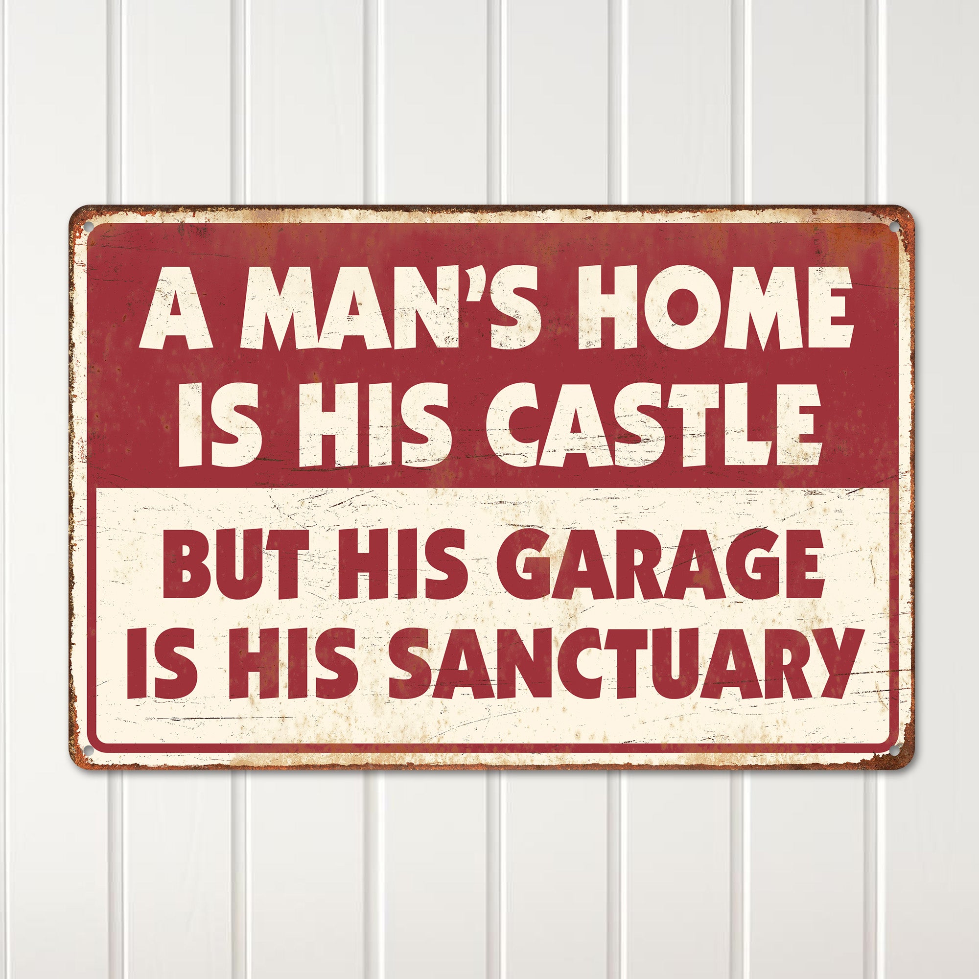 Personalized Rustic Metal Garage Sign - Man's Home Castle Sanctuary - Customizable Handcrafted Gift for Him - Image 2