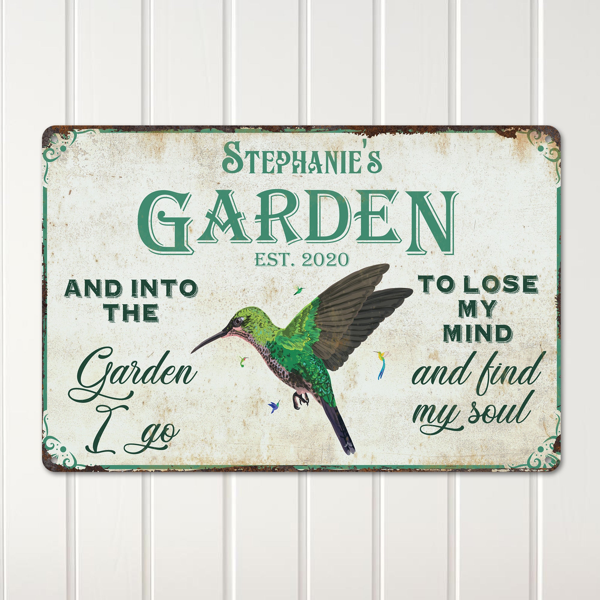 Personalized "Garden of Serenity" Metal Sign with Hummingbird Design – Perfect Custom Gift for Nature Lovers and Gardeners - Image 2