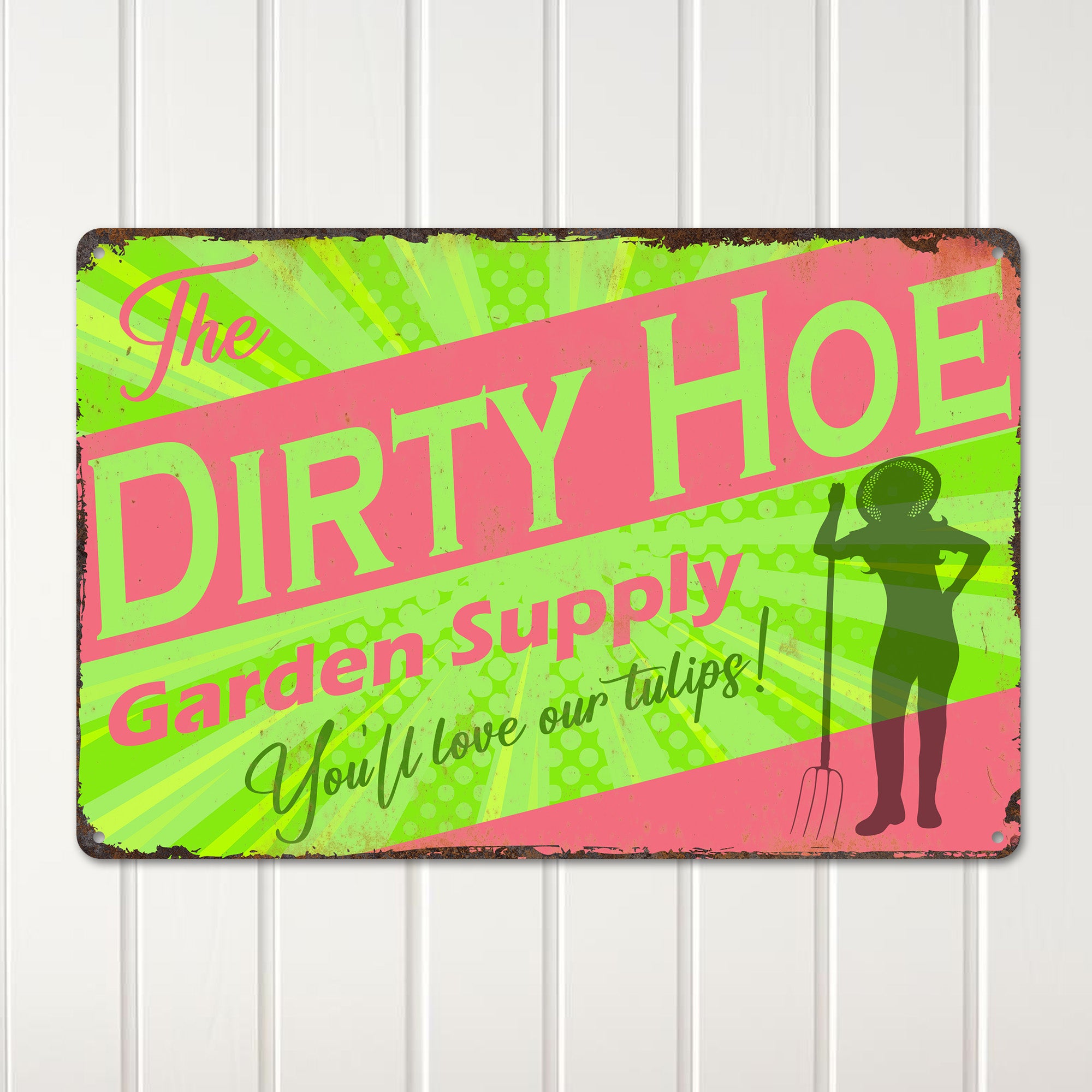 Personalized "The Dirty Hoe" Vintage Metal Garden Sign - Humor and Charm for Garden Enthusiasts, Perfect Gift for Green Thumbs - Image 2