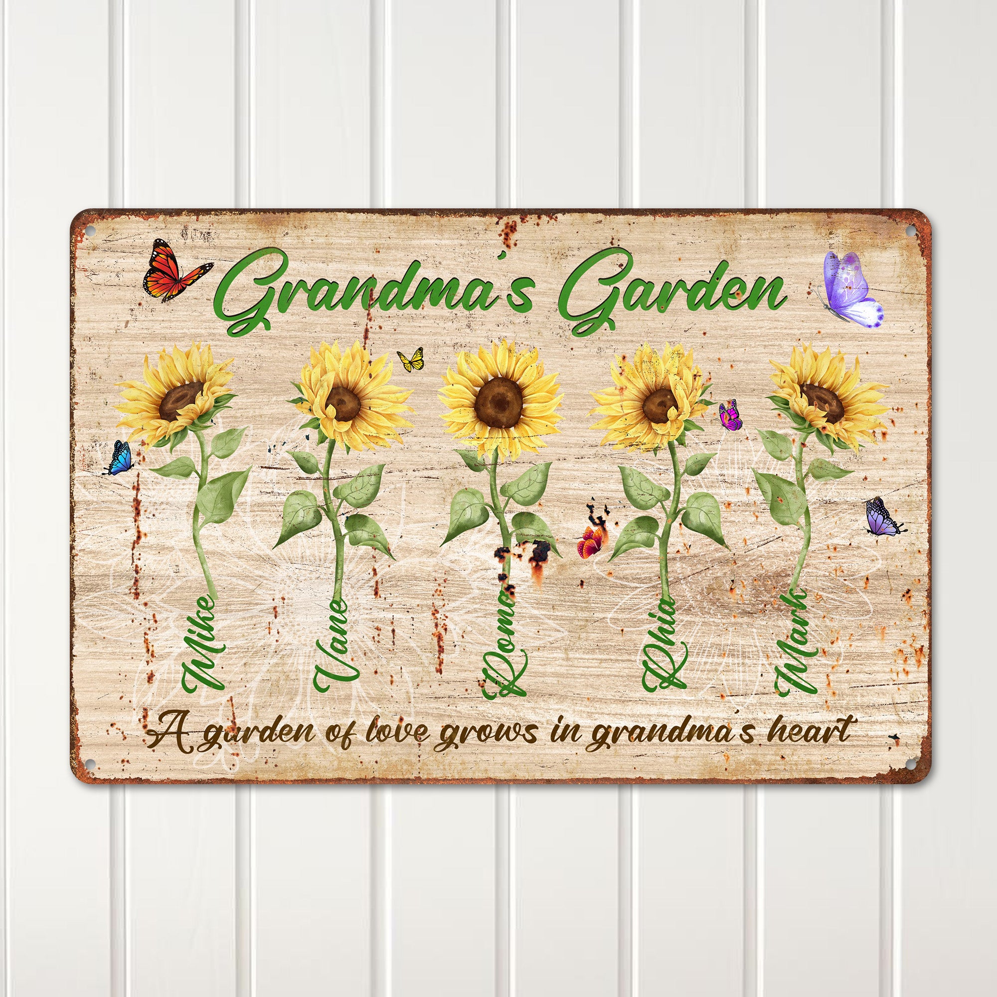 Personalized Grandma’s Garden Metal Sign - Custom Sunflowers Wall Art for Grandma's Gift - Durable, Handcrafted Décor - Image 2