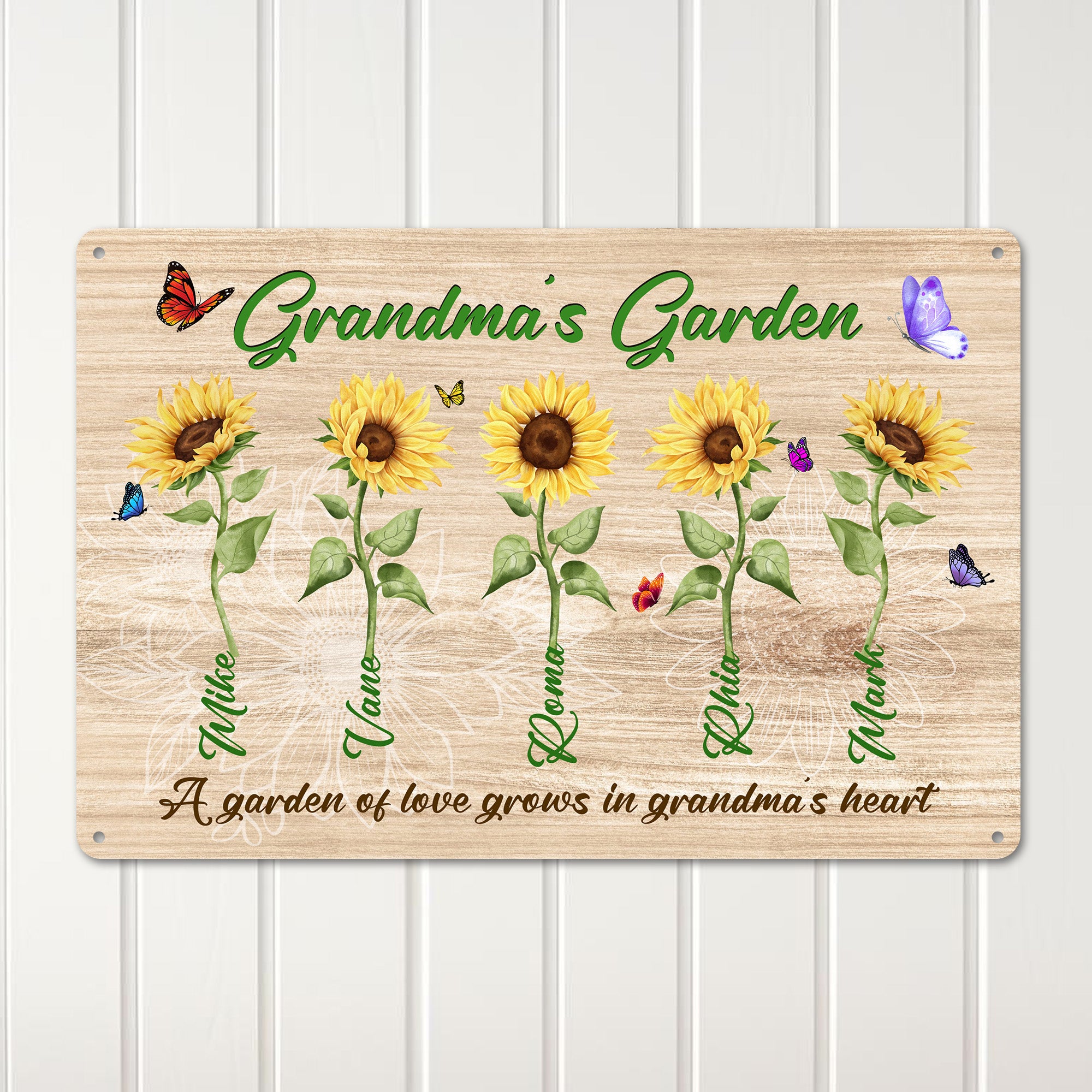 Personalized Grandma’s Garden Metal Sign - Custom Sunflowers Wall Art for Grandma's Gift - Durable, Handcrafted Décor - Image 3