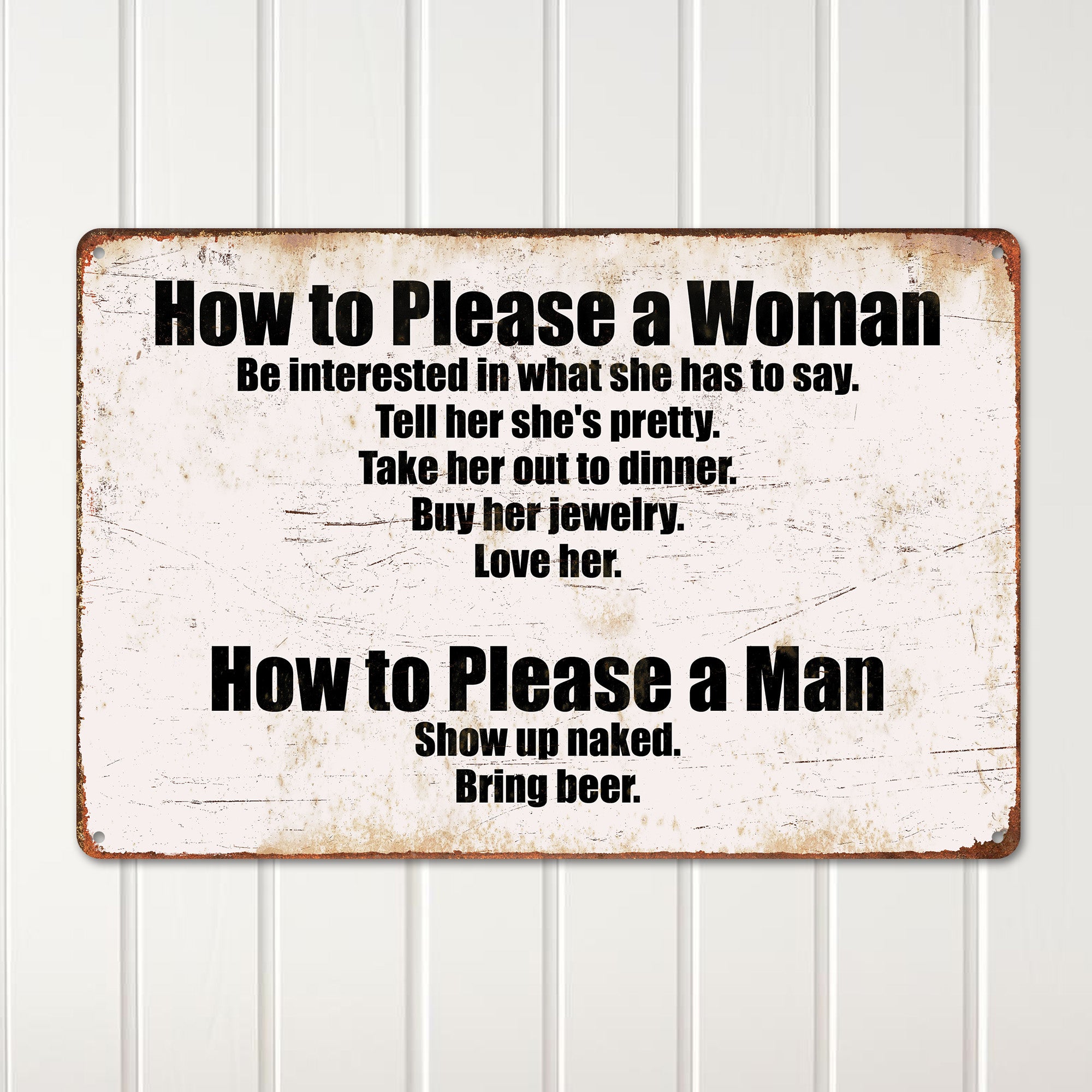 Personalized Rustic Metal Sign - How to Please a Woman & Man - Humorous Art for Home, Bar, or Man Cave - Image 2