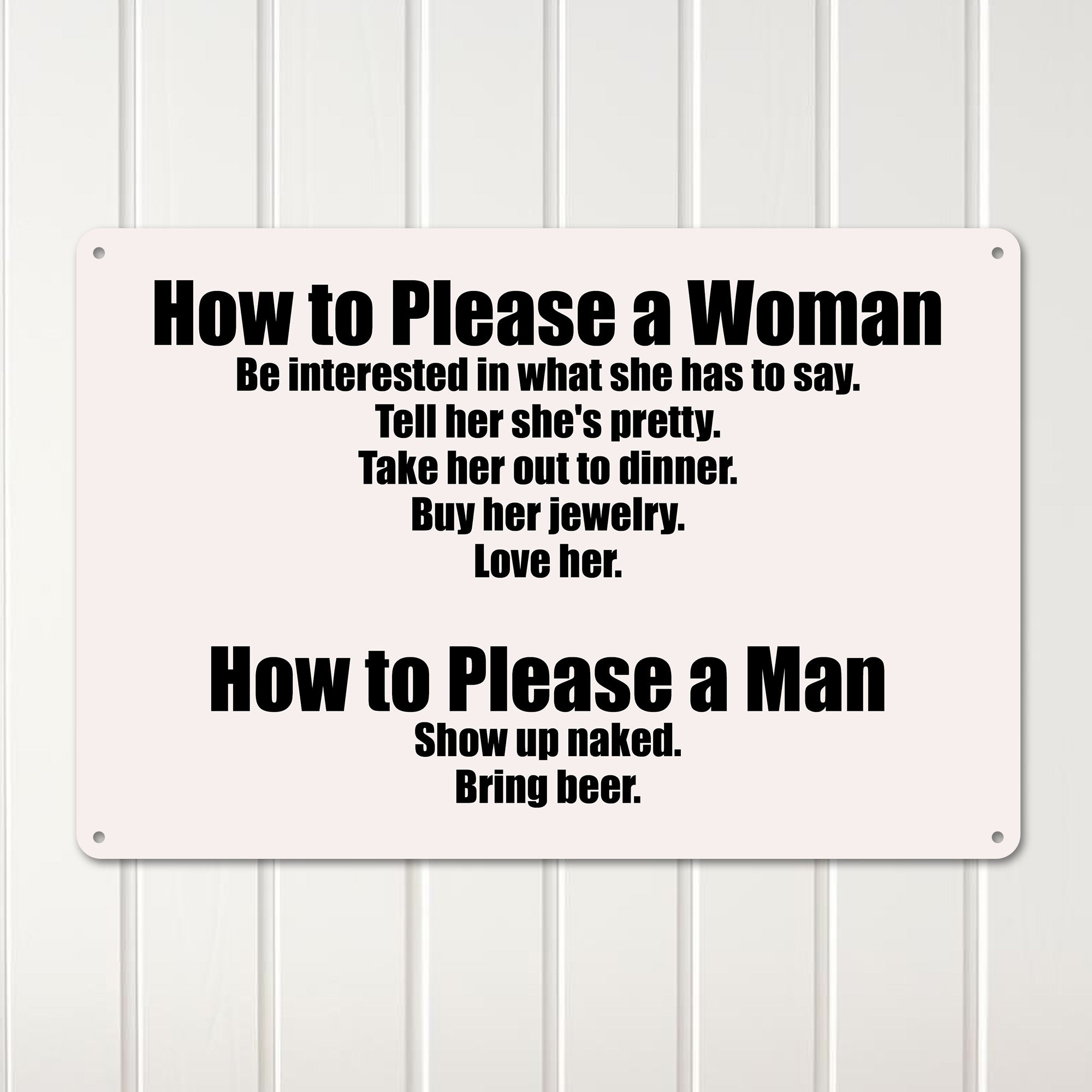 Personalized Rustic Metal Sign - How to Please a Woman & Man - Humorous Art for Home, Bar, or Man Cave - Image 3