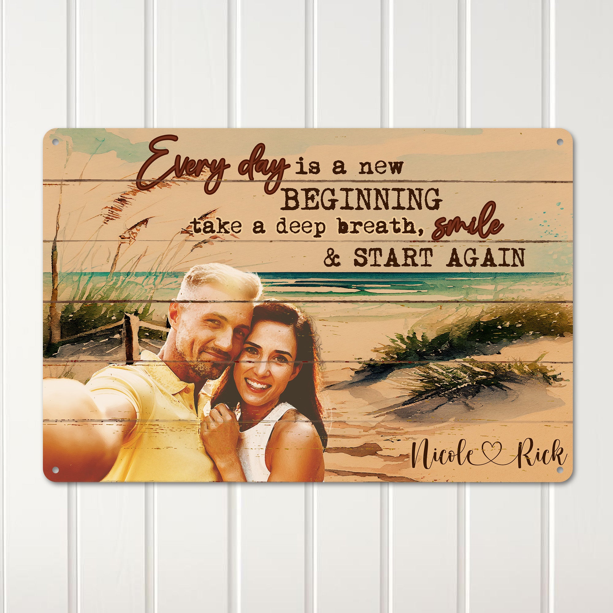 Personalized Rustic Metal Sign - New Beginnings Design with Custom Names - Perfect Gift for Couples, Anniversaries, Home Decor - Image 3