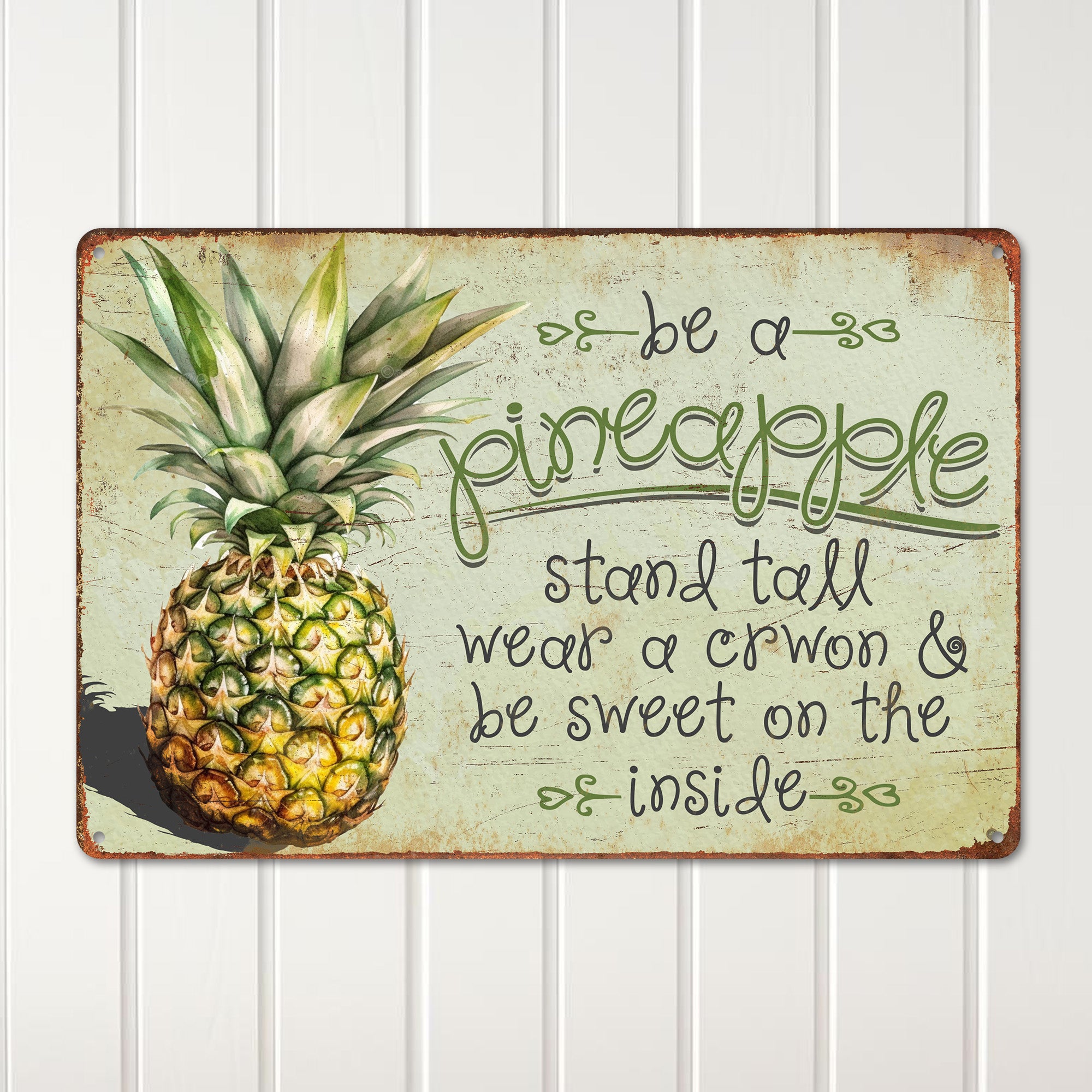 Personalized Pineapple Metal Sign - Rustic Wall Art for Home Decor & Unique Gift for Friends - Image 2