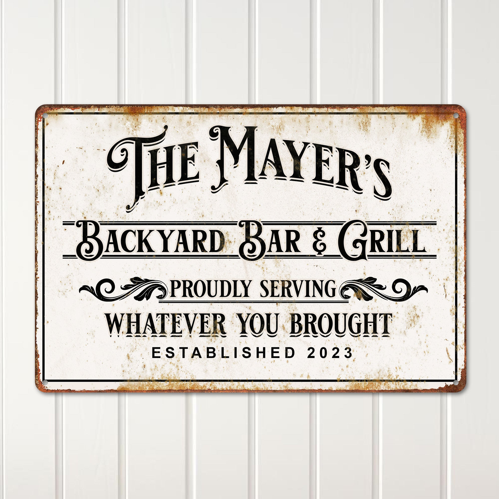 Personalized Backyard Bar & Grill Metal Sign - Custom Name Tin Plaque for Outdoor Decor and Unique Gift - Image 2