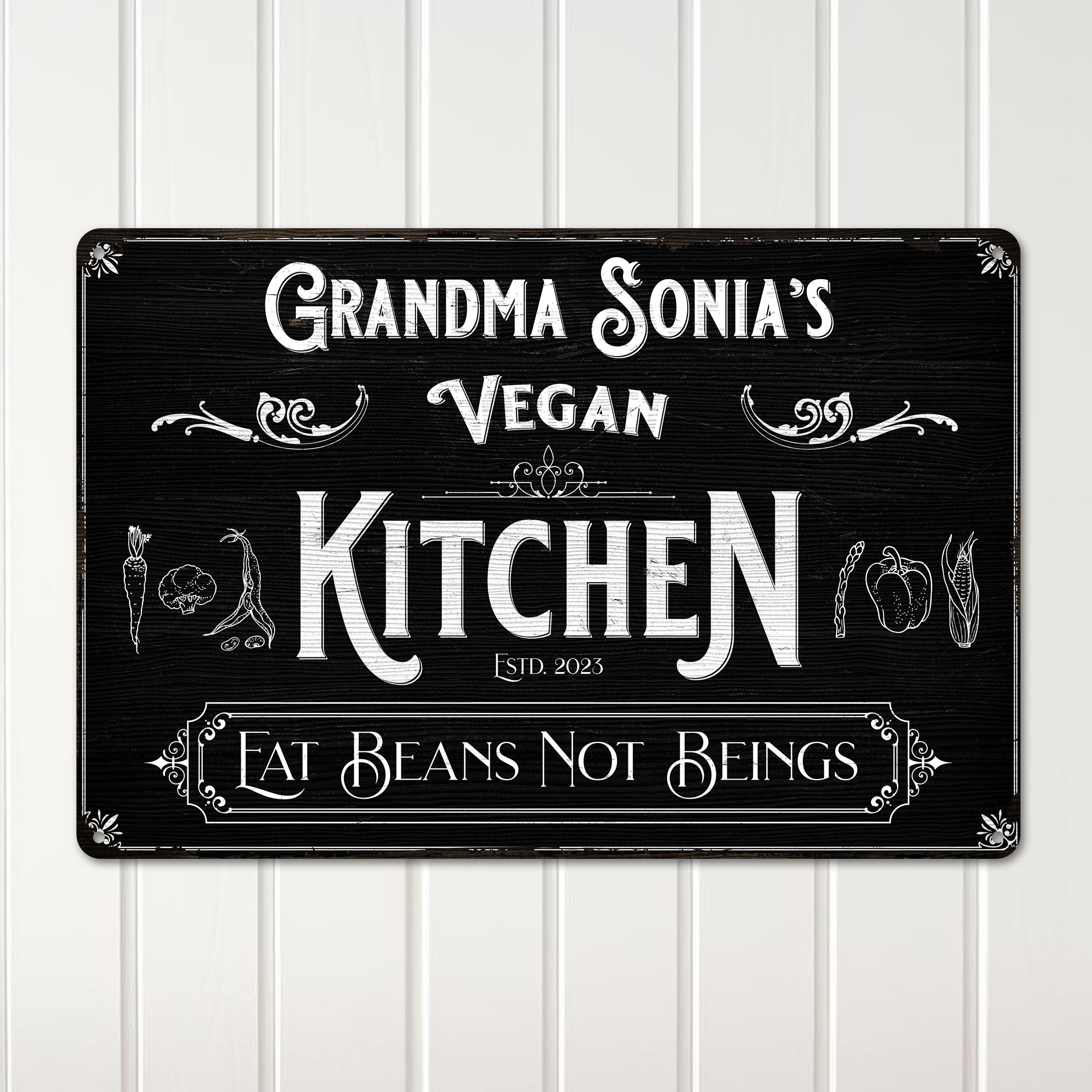 Personalized Grandma's Vegan Kitchen Metal Sign - Custom Handmade Gift for Vegans - Unique Home Decor - Image 2
