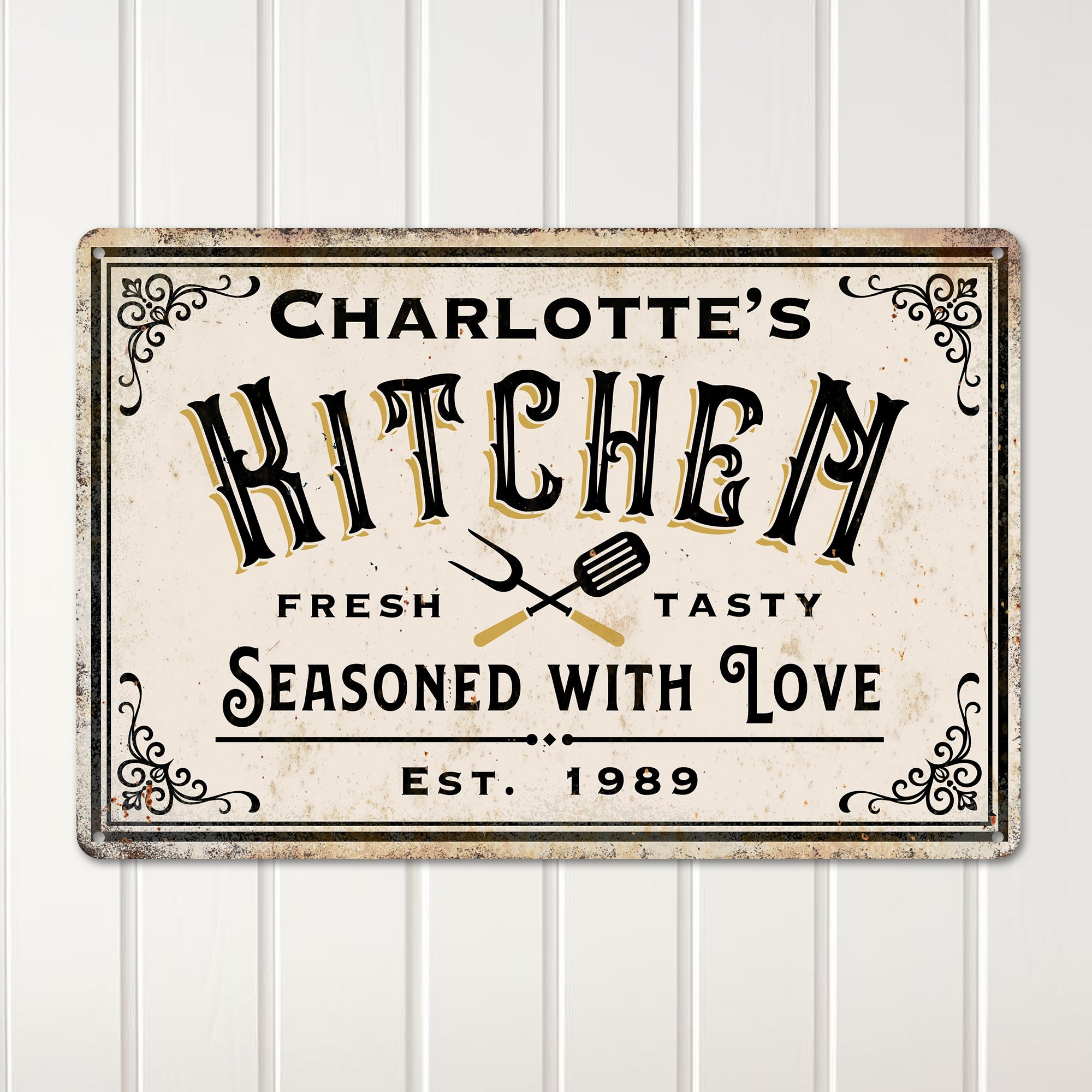 Personalized Vintage-Style Metal Kitchen Sign - "Charlotte's Kitchen" – Custom Rustic Decor for Home Cooks & Culinary Enthusiasts - Image 2