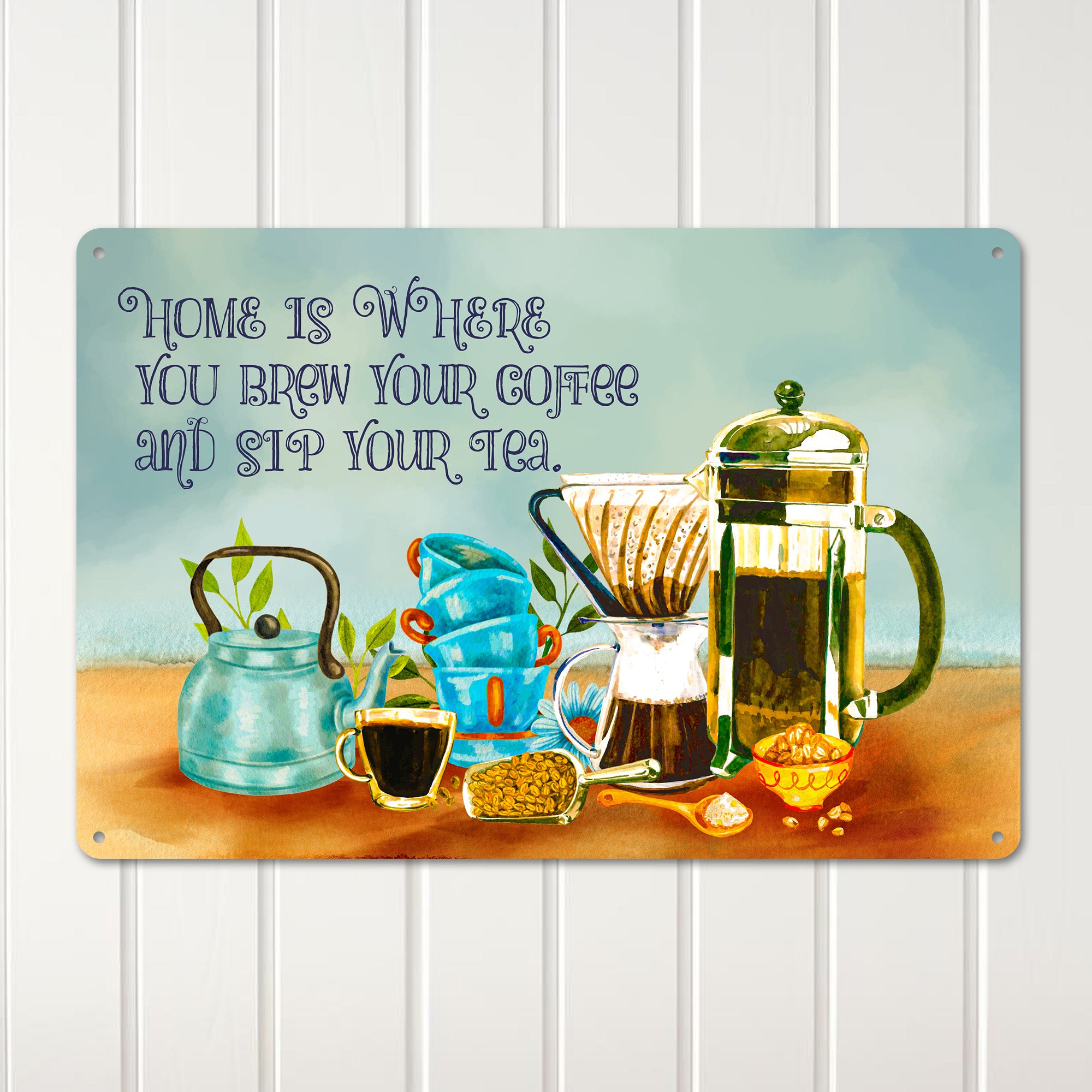 Personalized Handmade Coffee and Tea Lover's Metal Sign - Rustic Kitchen Decor with Customizable Options for Unique Gift-Giving - Image 3