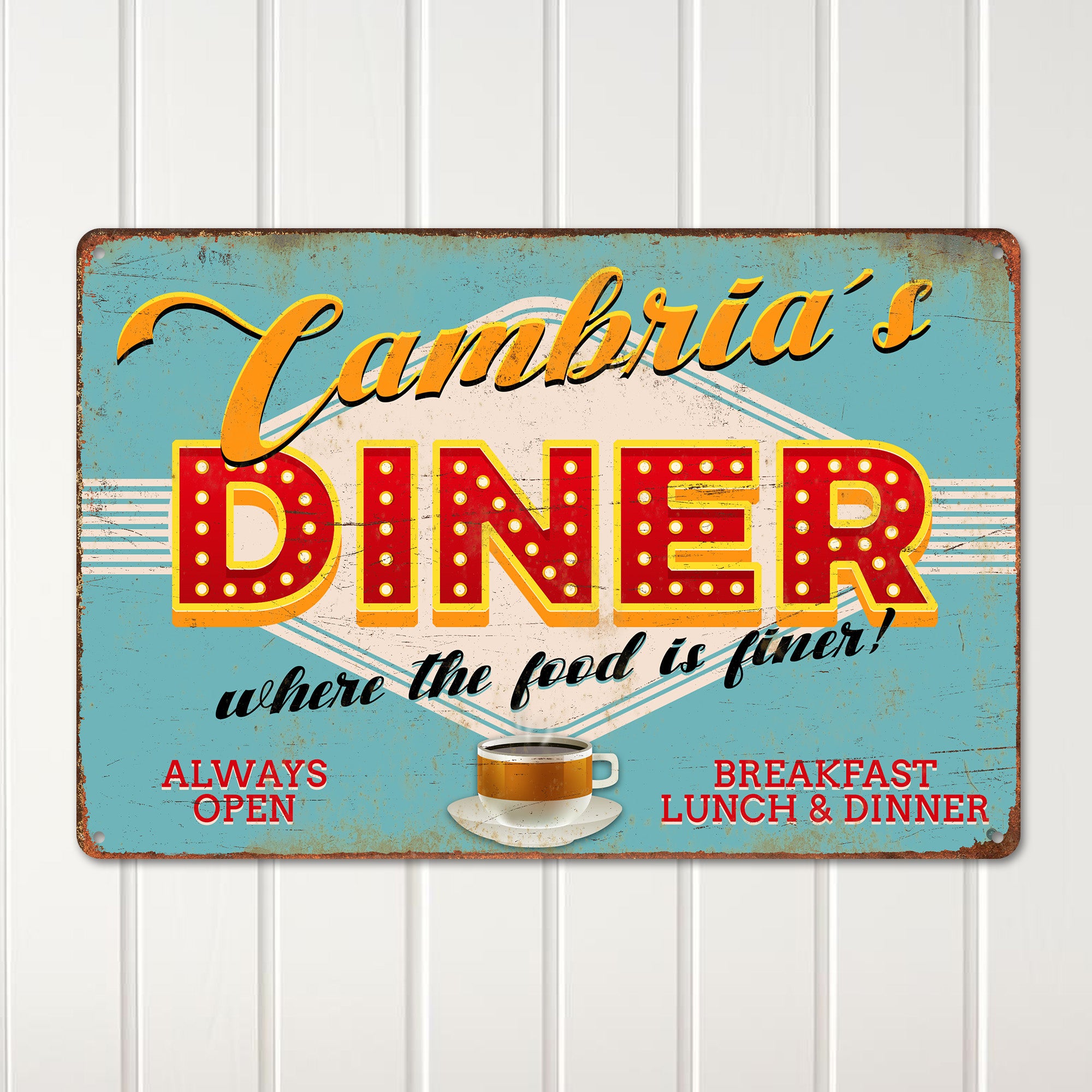 Personalized Vintage-Style Metal Diner Sign – Custom Retro Décor for Home, Kitchen, Café – Perfect Gift for Food Lovers - Image 2
