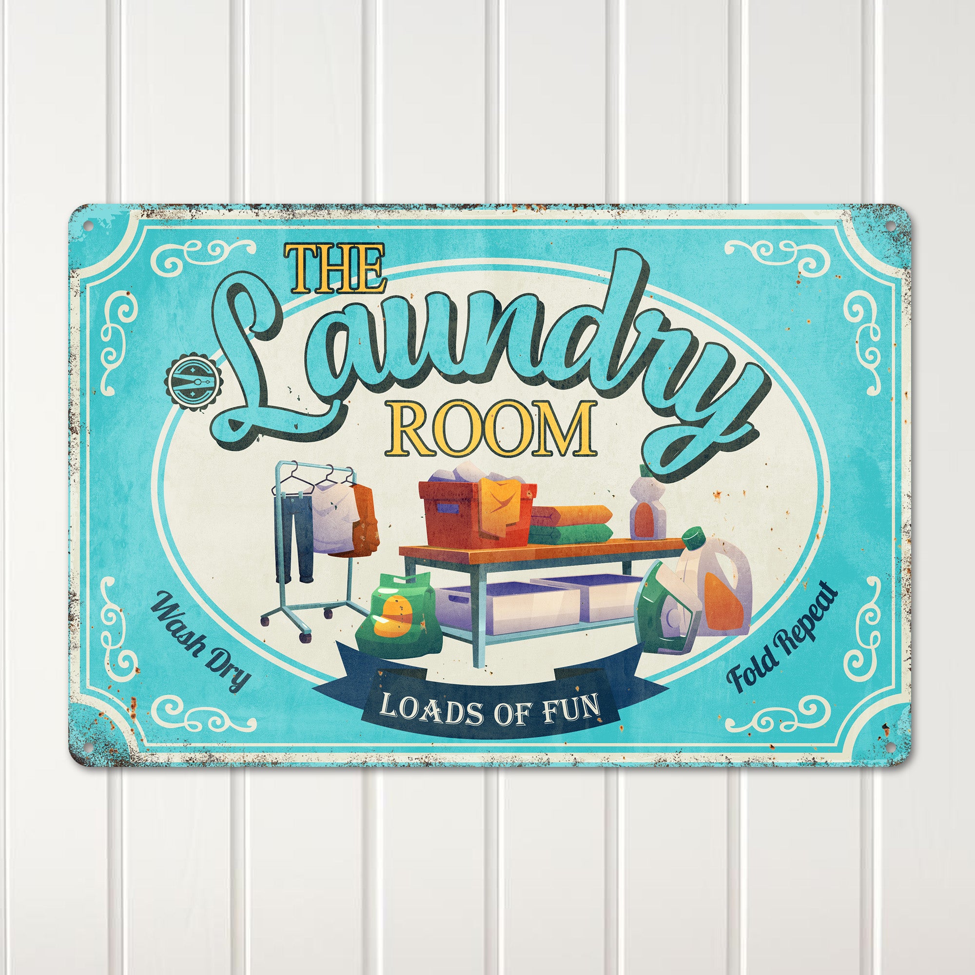Personalized Vintage Laundry Room Metal Sign - Retro Décor with Customizable Text for Unique Home Style - Image 2