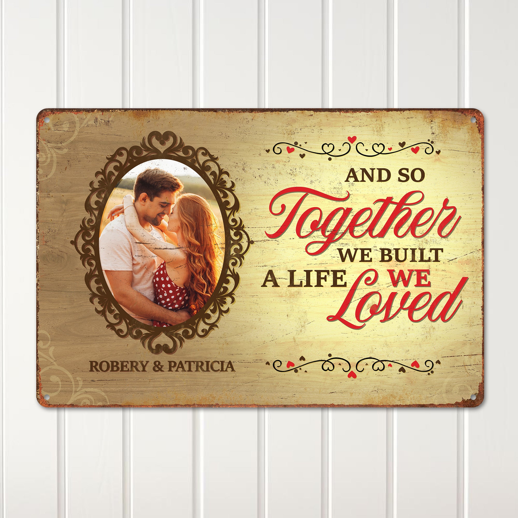 Personalized Romantic Metal Sign - Custom Photo and Names - Perfect Gift for Couples, Anniversaries, Weddings, or Valentine’s Day - Image 2