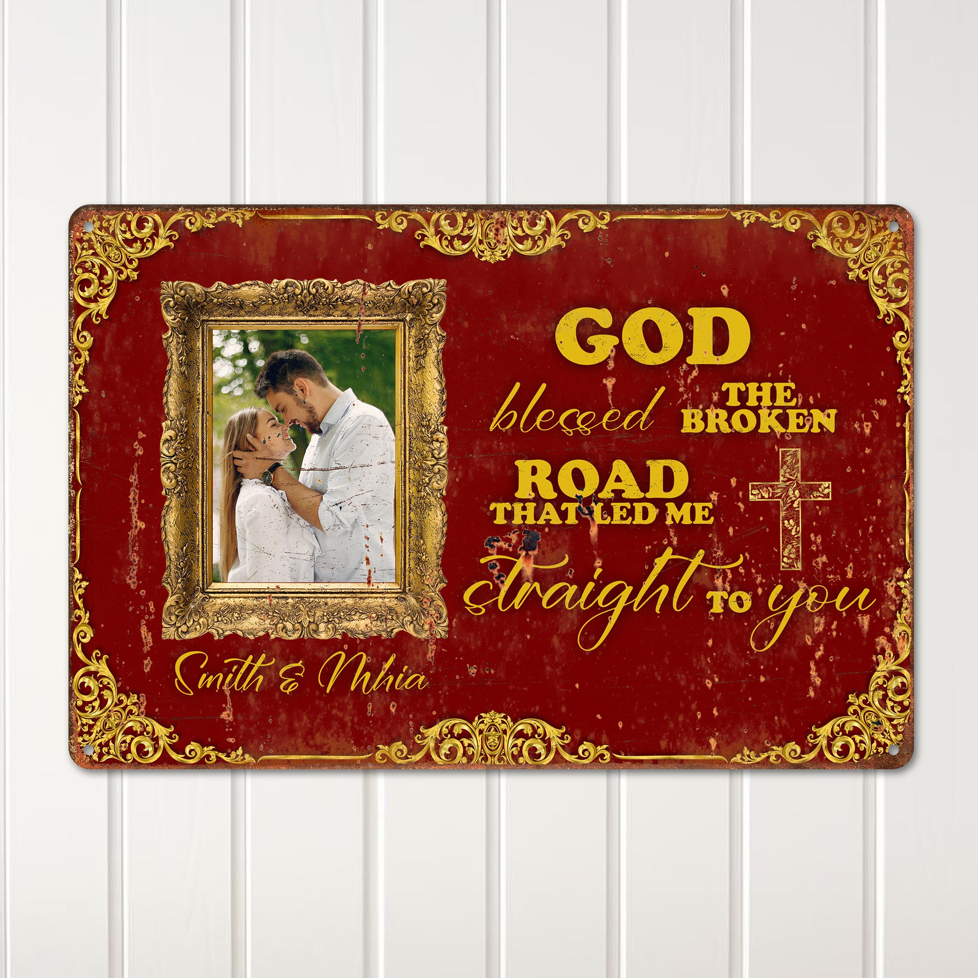 Personalized Rustic Metal Sign with Photo Frame - Perfect Gift for Couples, Weddings, Anniversaries, or Home Decor - Image 2