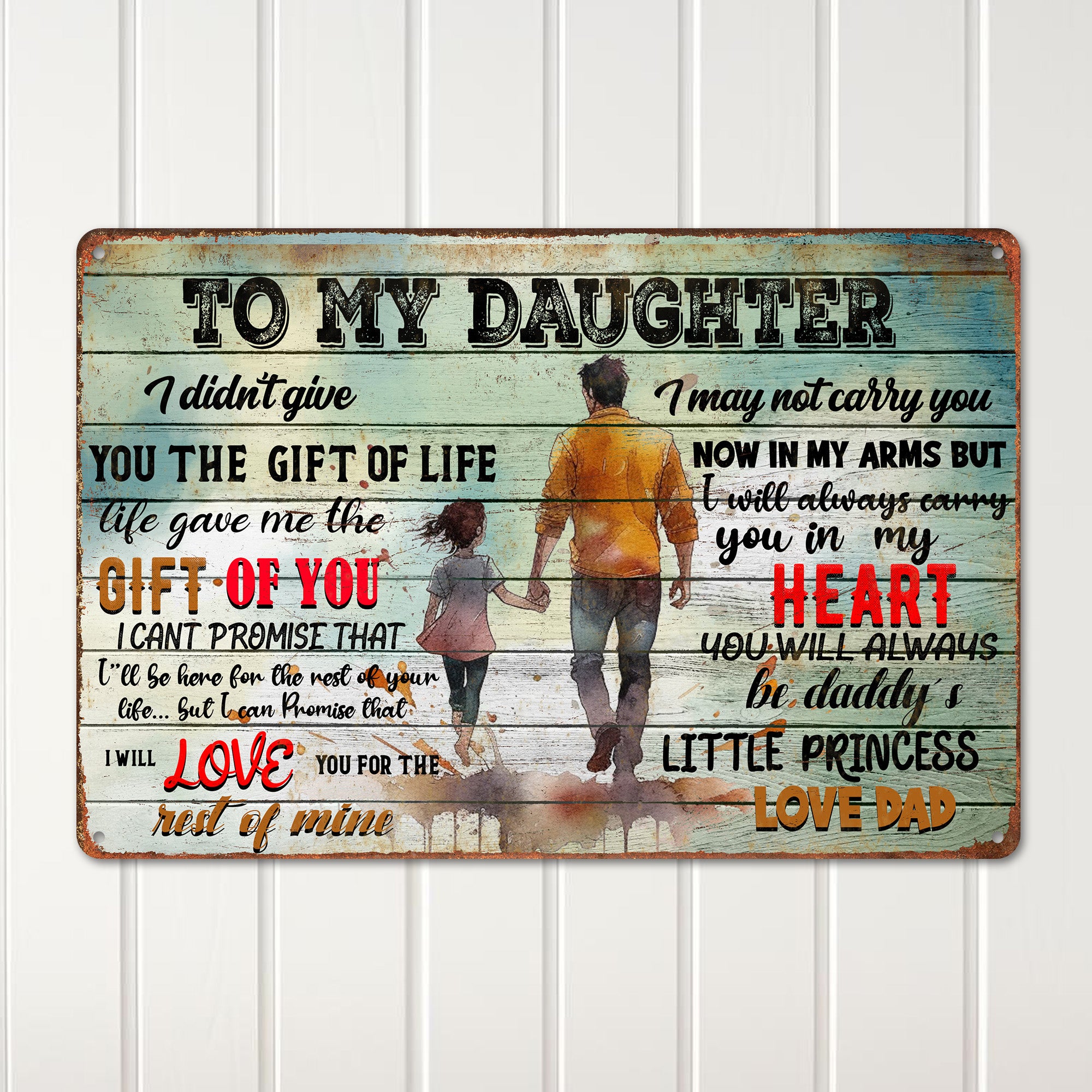 Personalized "To My Daughter" Metal Sign - Heartfelt Gift with Artistic Design for Dads to Celebrate Their Little Princess - Image 2