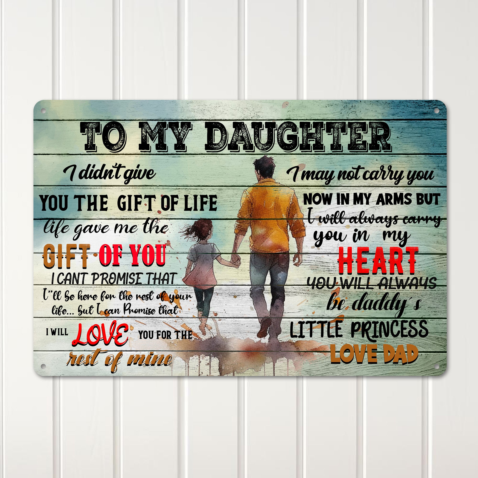 Personalized "To My Daughter" Metal Sign - Heartfelt Gift with Artistic Design for Dads to Celebrate Their Little Princess - Image 3