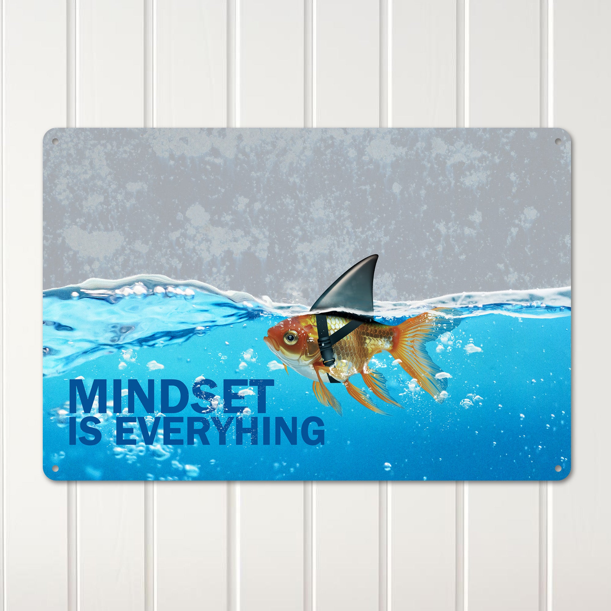 Personalized Metal Sign Decor – Inspirational Fish with Shark Fin Design – Perfect Motivational Gift for Home, Office, or Workshop - Image 3