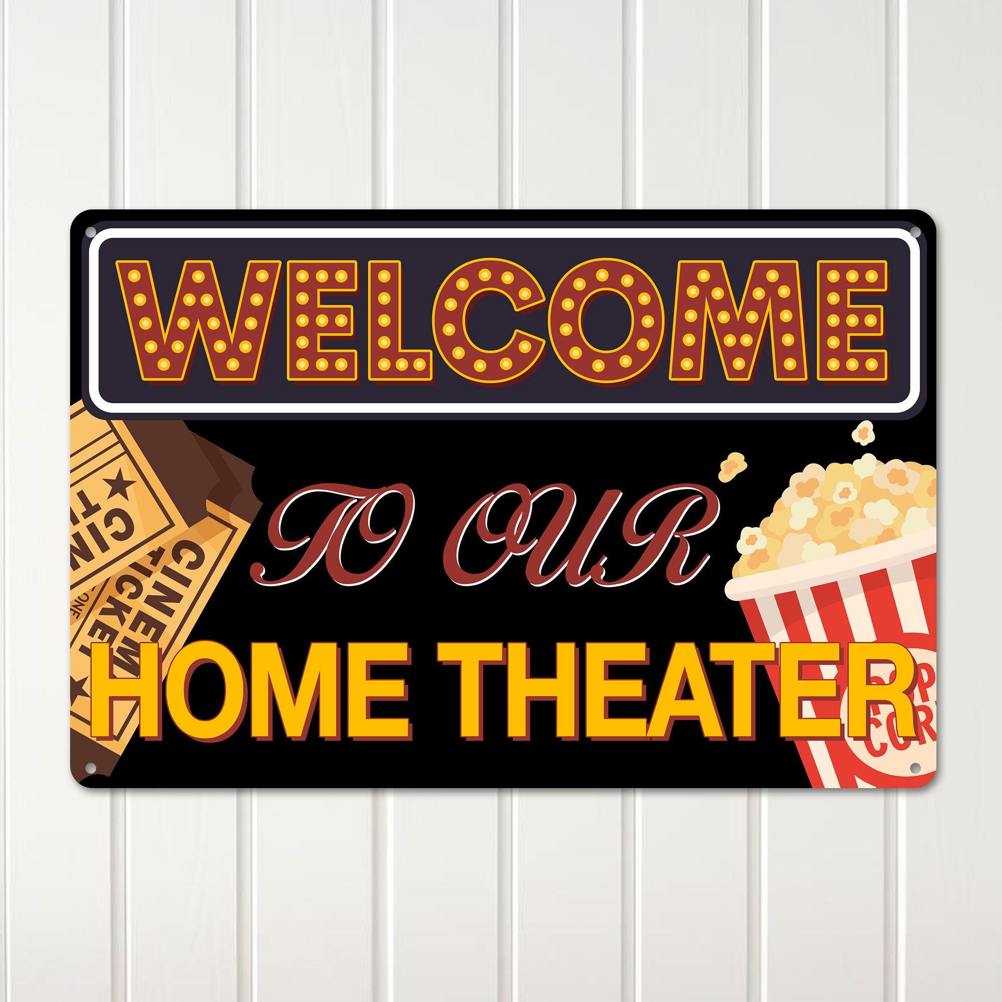 Personalized Retro Metal Home Theater Sign - Custom Welcome Wall Décor for Movie Lovers - Image 3