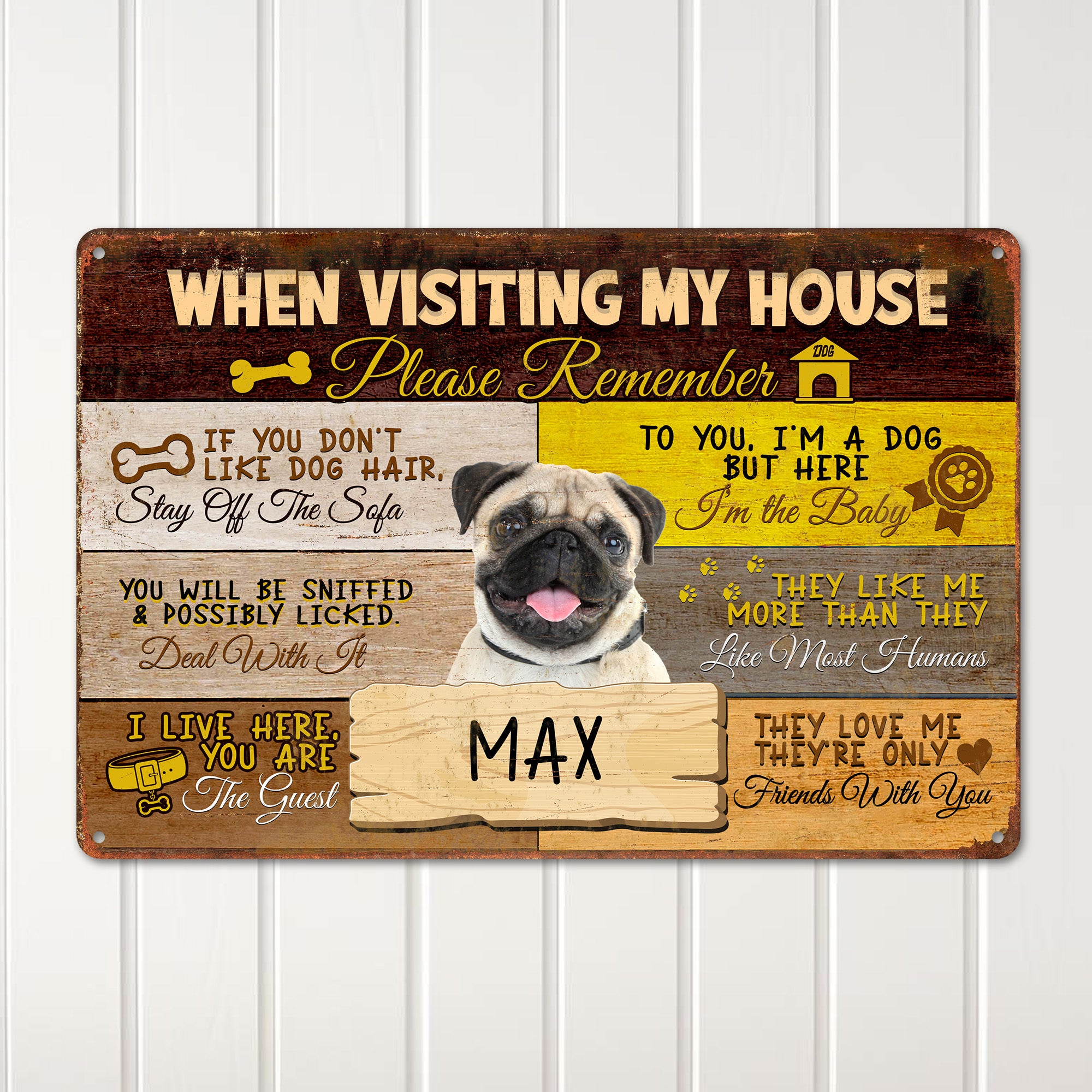 Personalized Pug Dog House Metal Sign - Custom Name Plaque for Pet Lovers, Handmade Décor for Dog Owners - Image 2