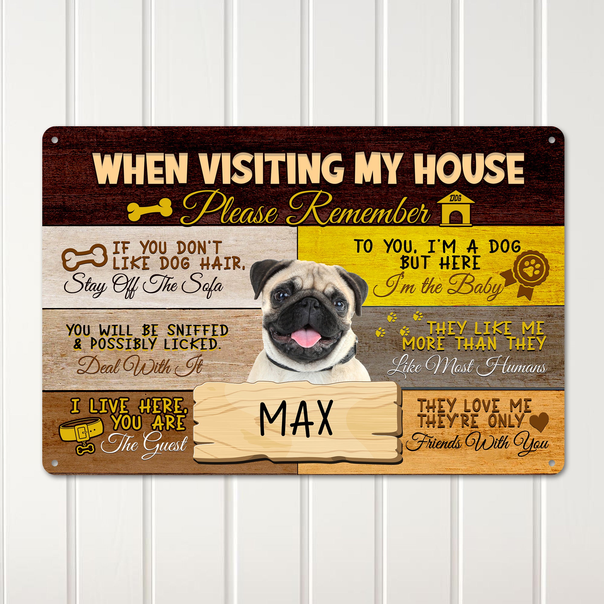 Personalized Pug Dog House Metal Sign - Custom Name Plaque for Pet Lovers, Handmade Décor for Dog Owners - Image 3