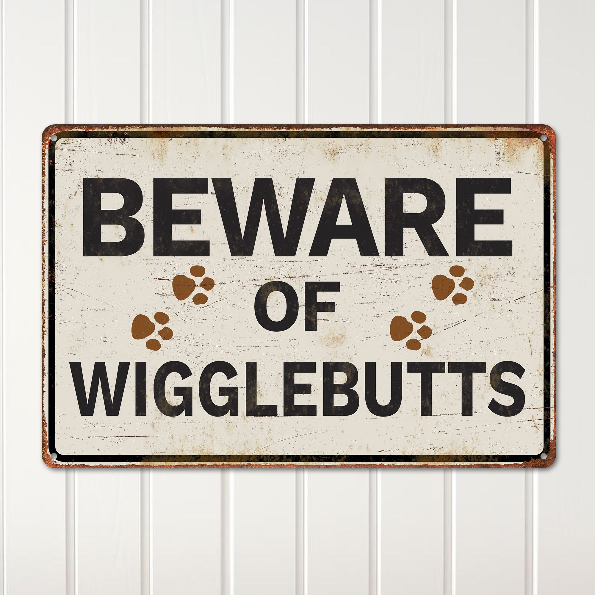 Personalized "Beware of Wigglebutts" Metal Sign - Customizable Pet Lover's Home Décor Gift - Image 2
