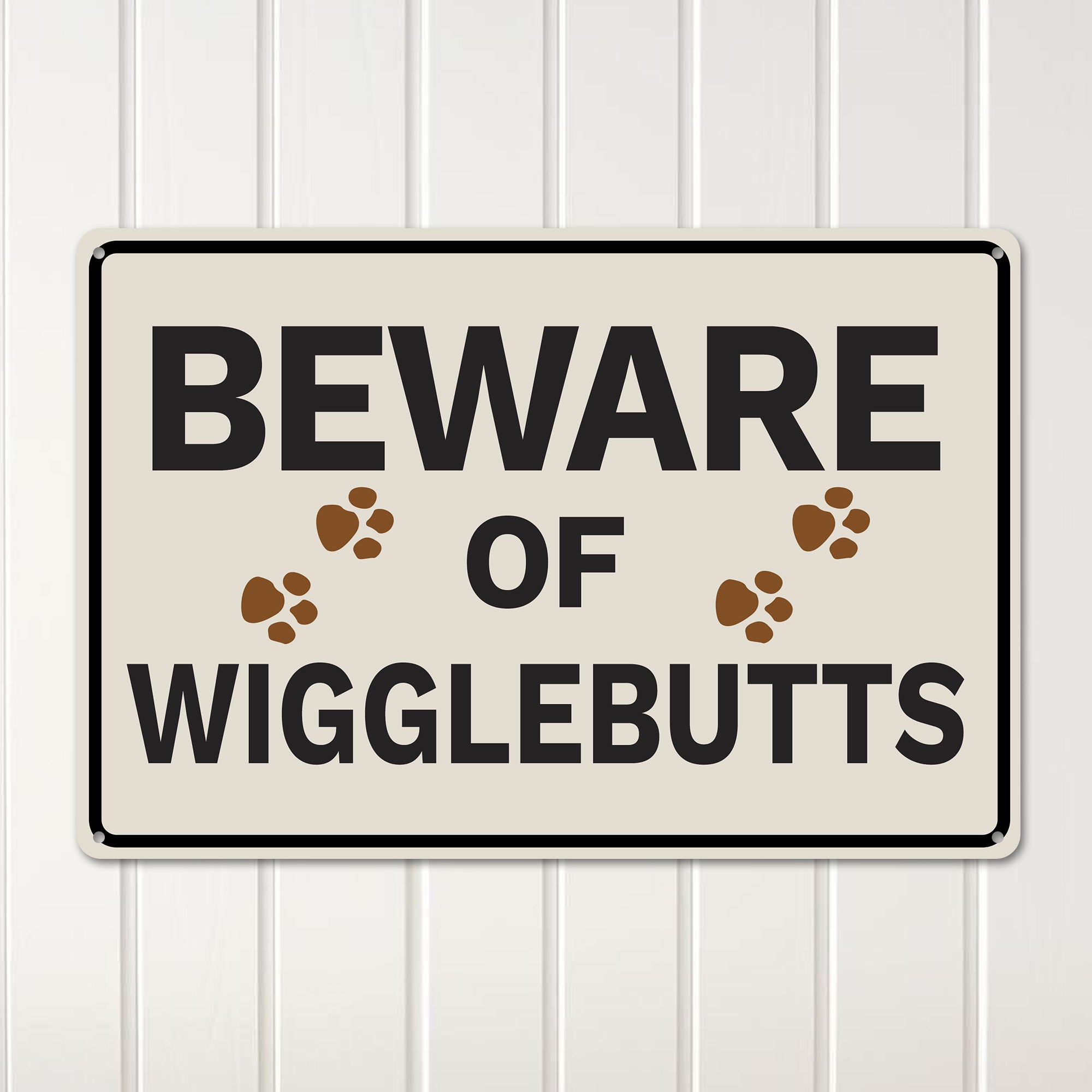 Personalized "Beware of Wigglebutts" Metal Sign - Customizable Pet Lover's Home Décor Gift - Image 3