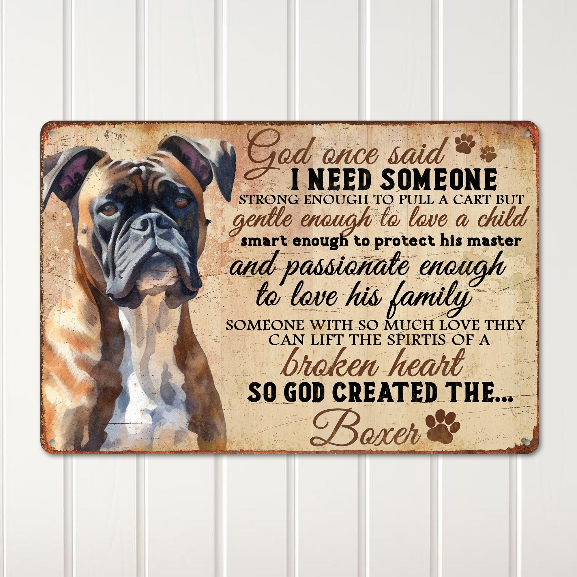 Personalized Boxer Dog Metal Sign - Handmade Rustic Wall Art for Pet Lovers - Unique Gift for Dog Owners and Home Decor - Image 2