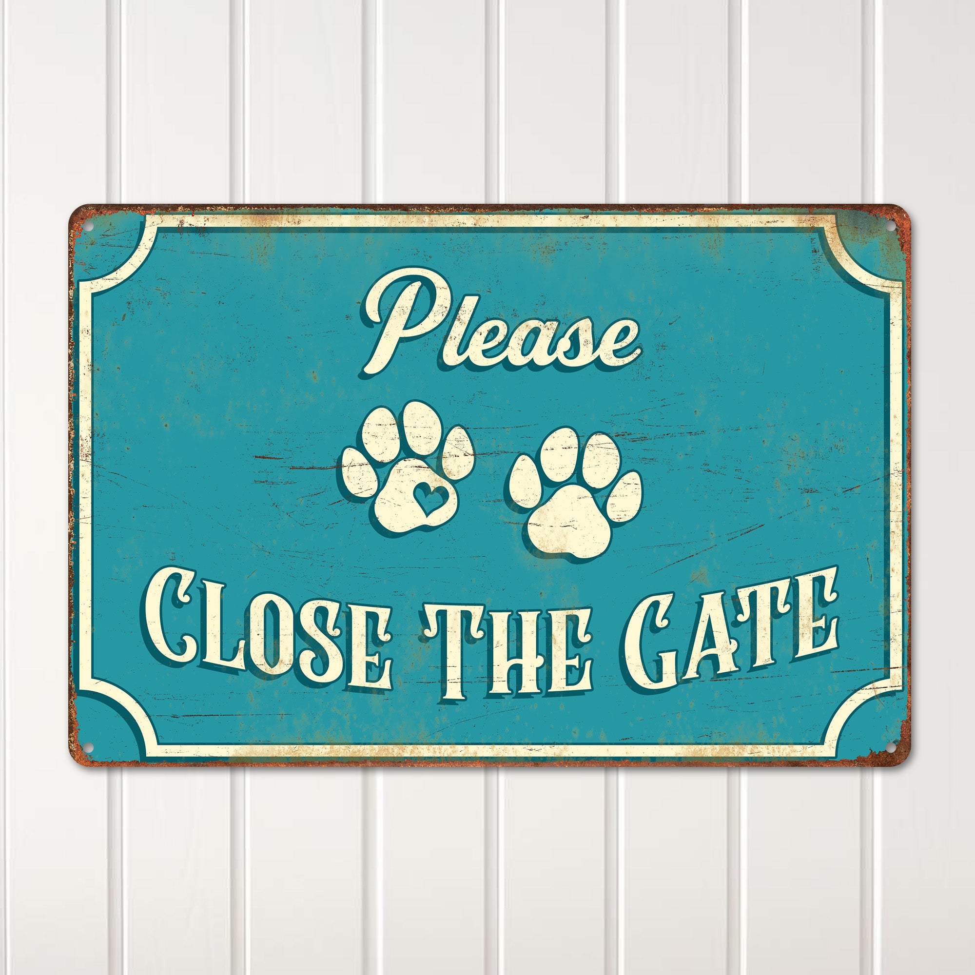 Personalized Handmade Metal "Please Close the Gate" Sign - Vintage Pet-Friendly Design with Custom Options - Image 2