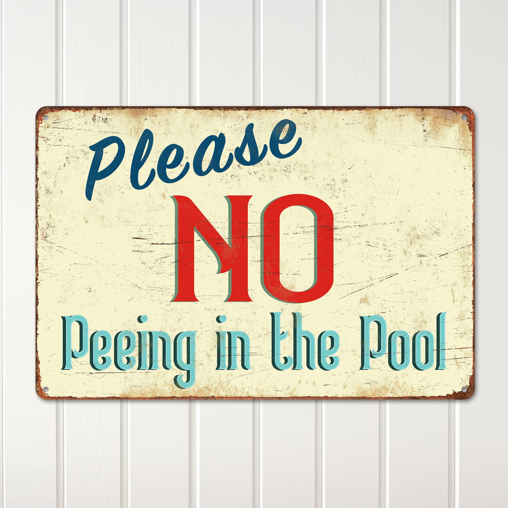 Personalized Vintage-Style Metal Pool Sign - "Please No Peeing" - Customizable Swimming Pool Décor & Gift - Image 2