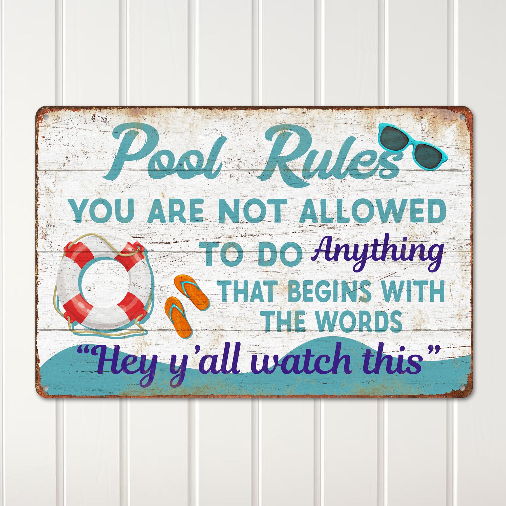 Personalized Pool Rules Metal Sign - Customizable Outdoor Decor for Fun-Inspired Poolside Gatherings - Image 2