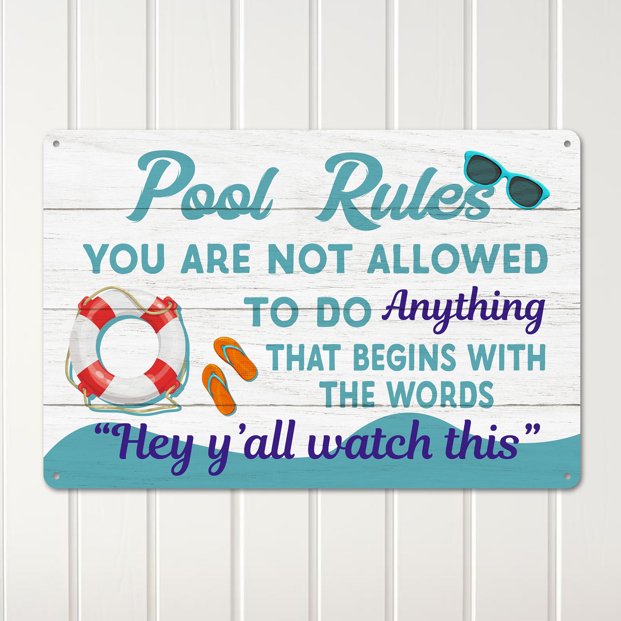 Personalized Pool Rules Metal Sign - Customizable Outdoor Decor for Fun-Inspired Poolside Gatherings - Image 3