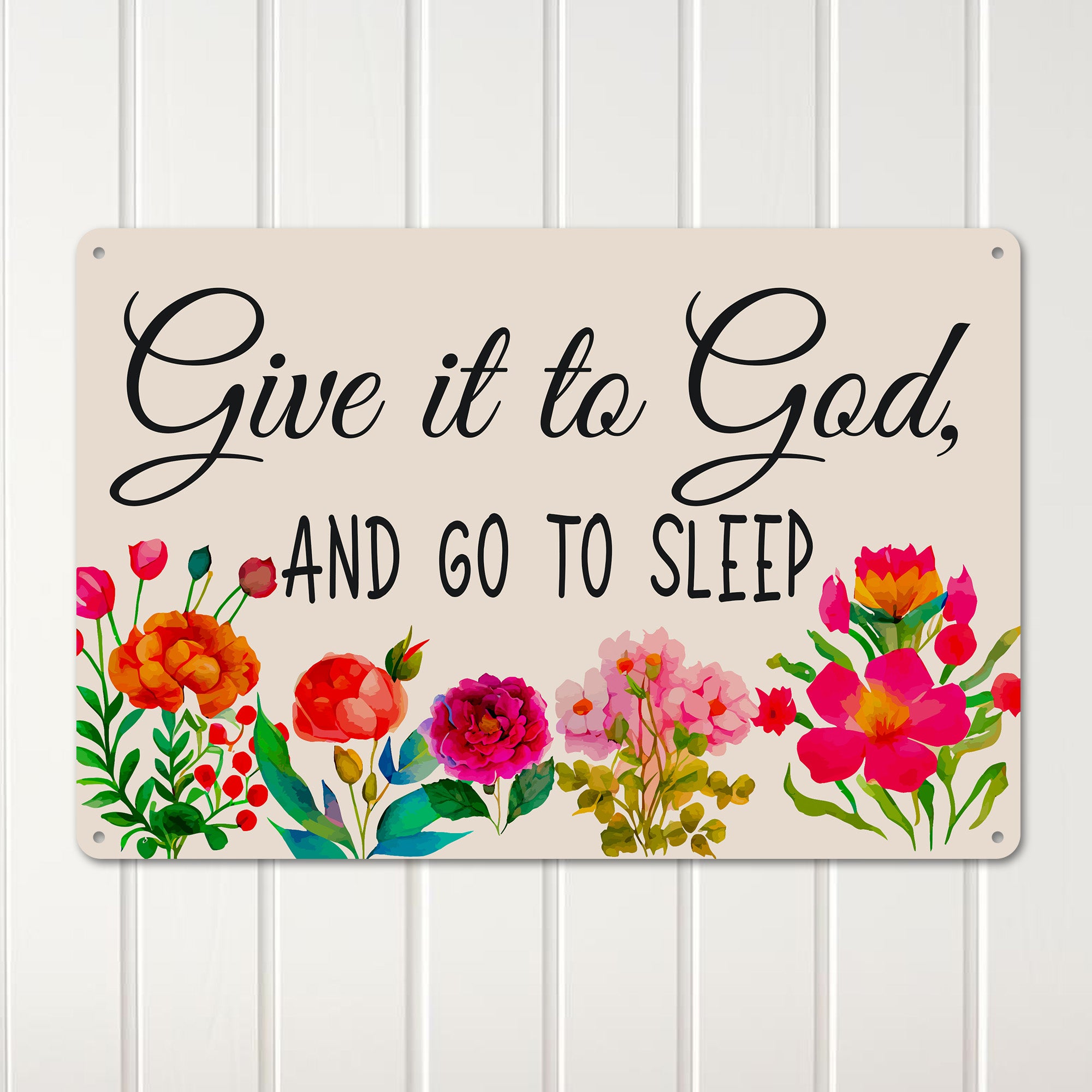 Elegant Personalized Metal Wall Sign - "Give it to God" Inspirational Floral Decor for Home, Office, or Gift - Image 3