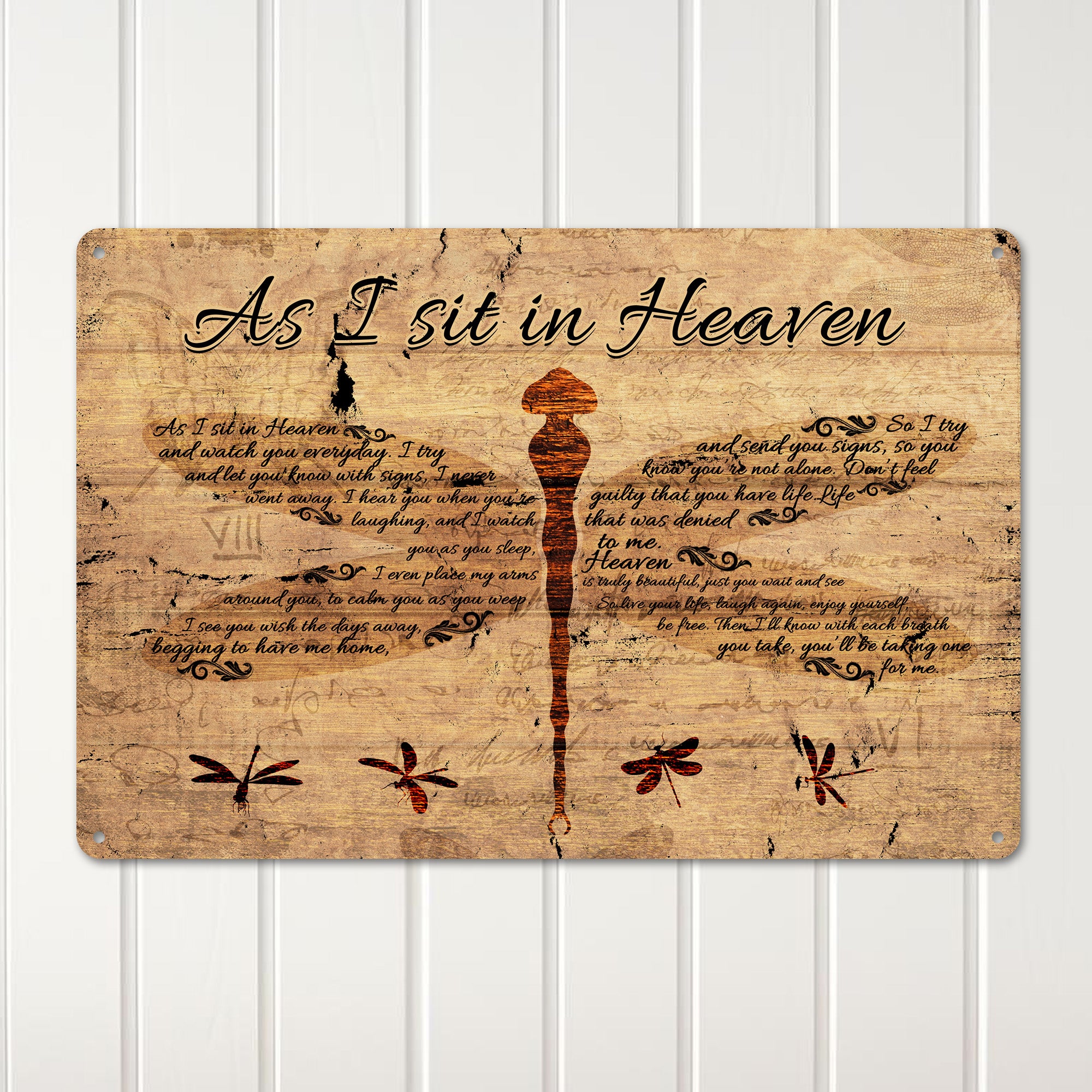 Personalized "As I Sit in Heaven" Metal Sign – Rustic Memorial Plaque with Dragonfly Design for Thoughtful Gift-Giving - Image 2