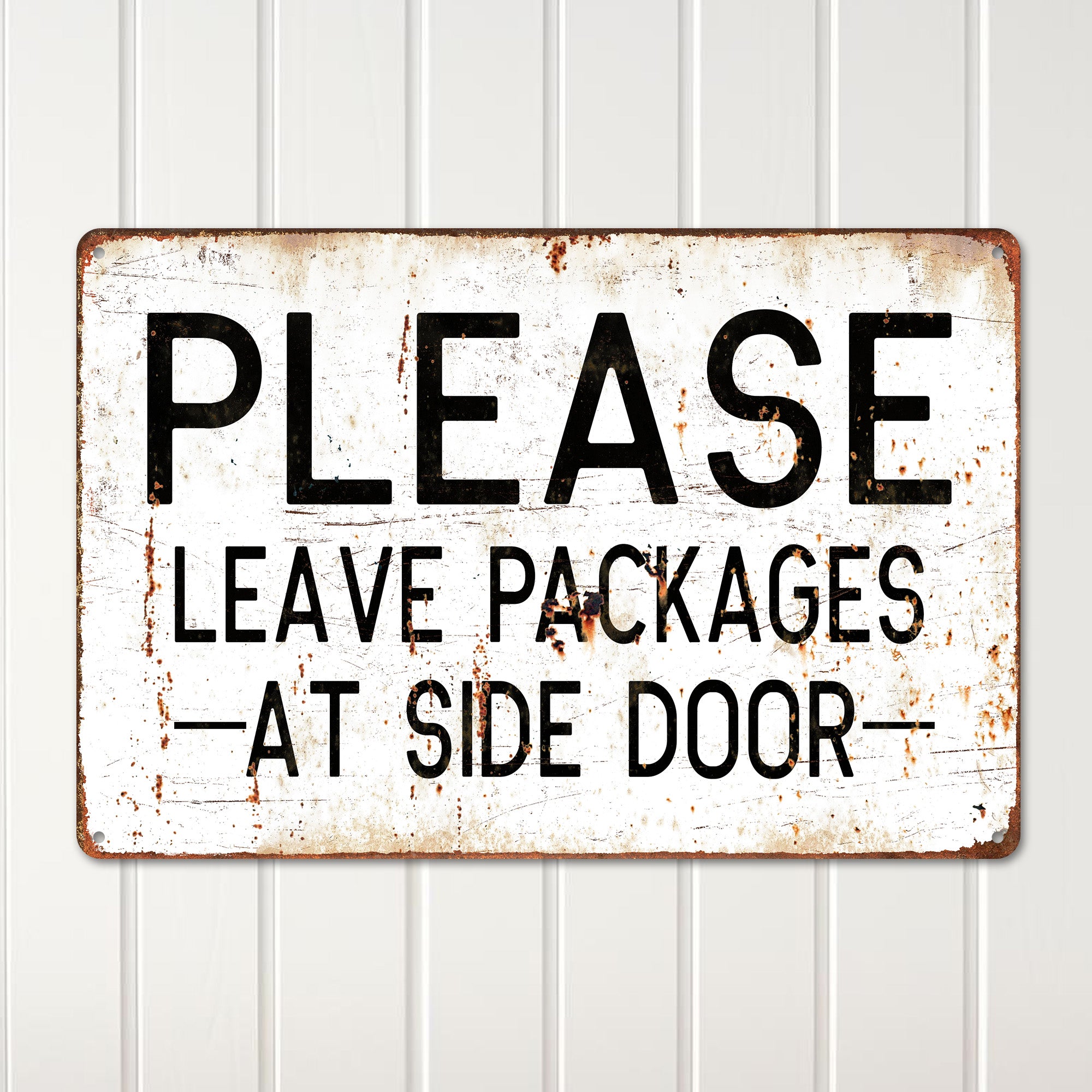 Personalized Vintage-Style Metal Sign for Side Door Package Delivery – Unique Gift for Homeowners, Customizable Design and Durable Craftsmanship - Image 2
