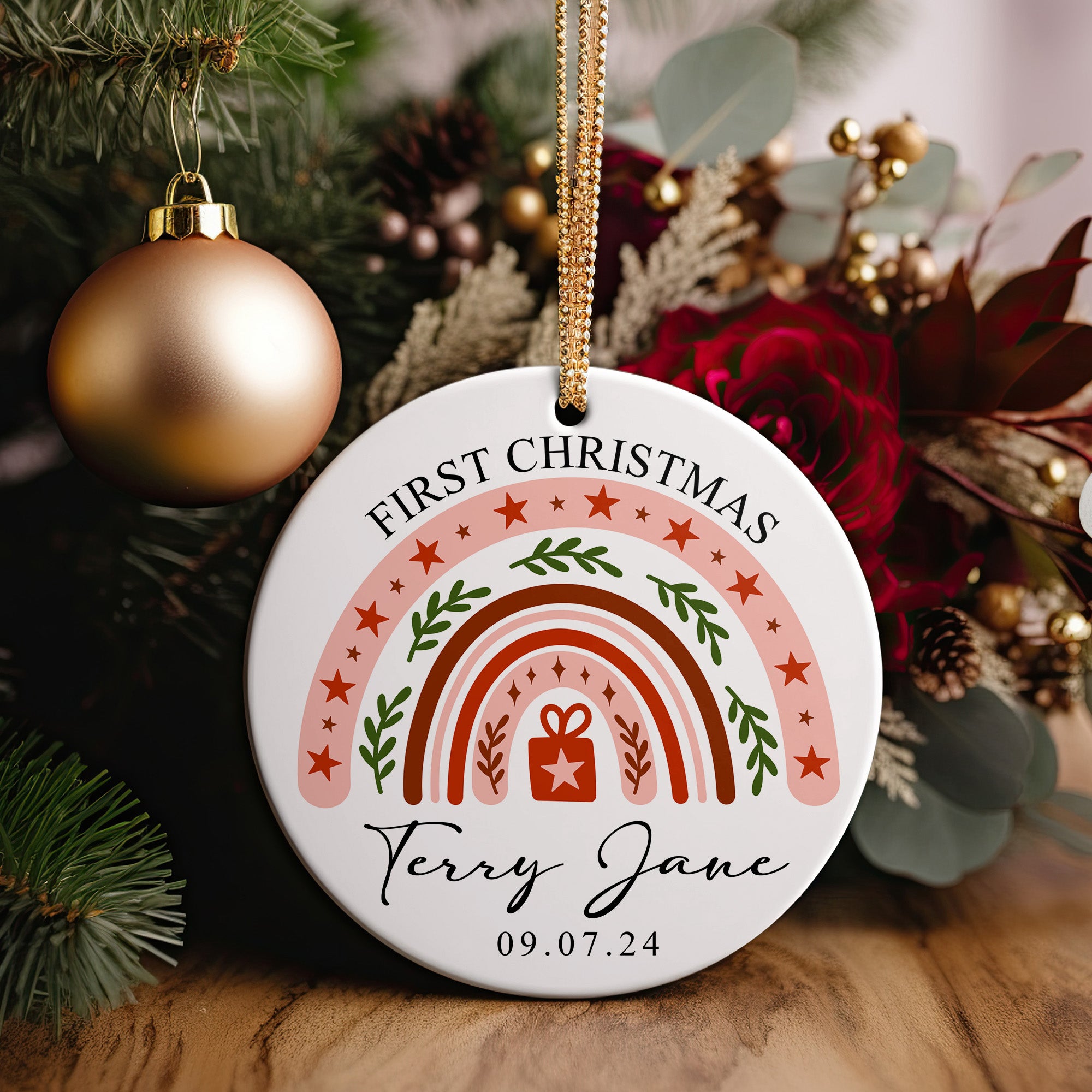 Personalized First Christmas Ceramic Ornament with Handcrafted Design - Perfect Baby Keepsake Gift - Image 2
