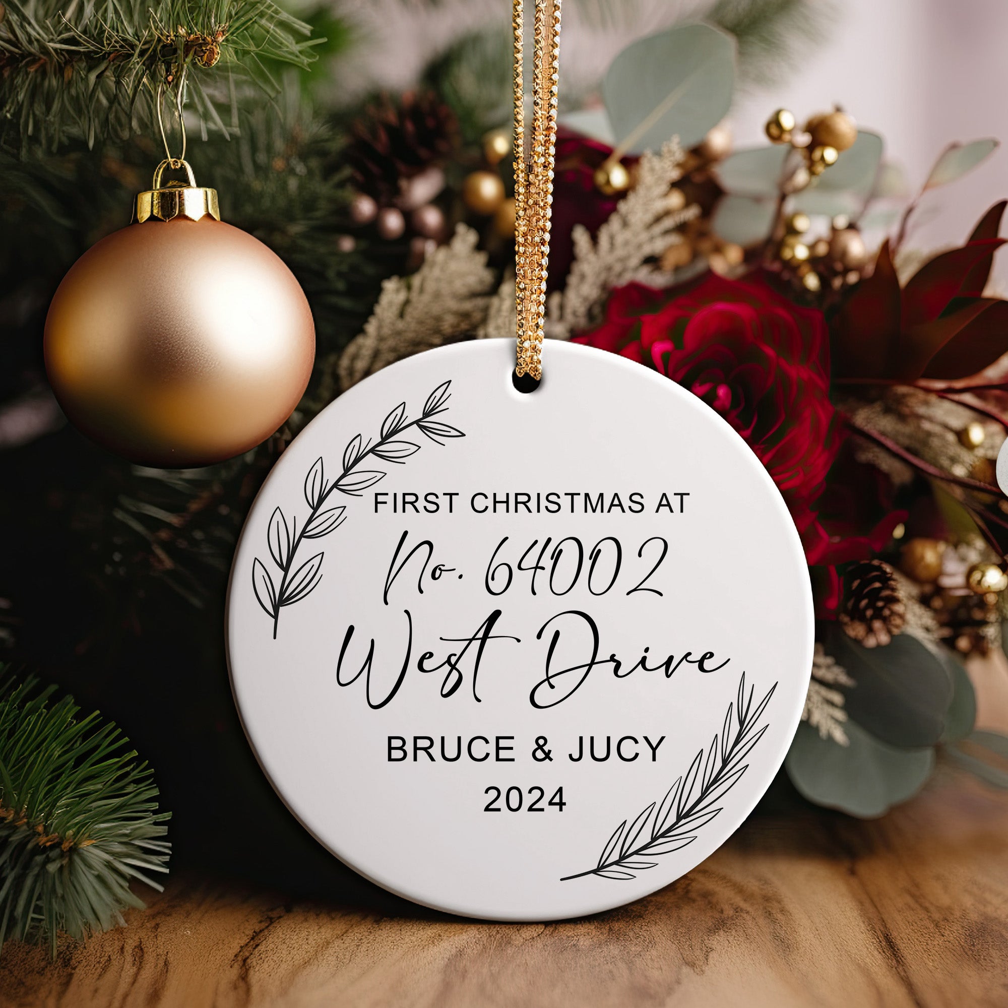 Personalized First Christmas Ornament - Handcrafted Ceramic Keepsake for New Homeowners - Image 2