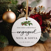 Celebrate Your First Christmas Engaged with Personalized Ceramic Ornament - Custom Names & Dates - Image 2