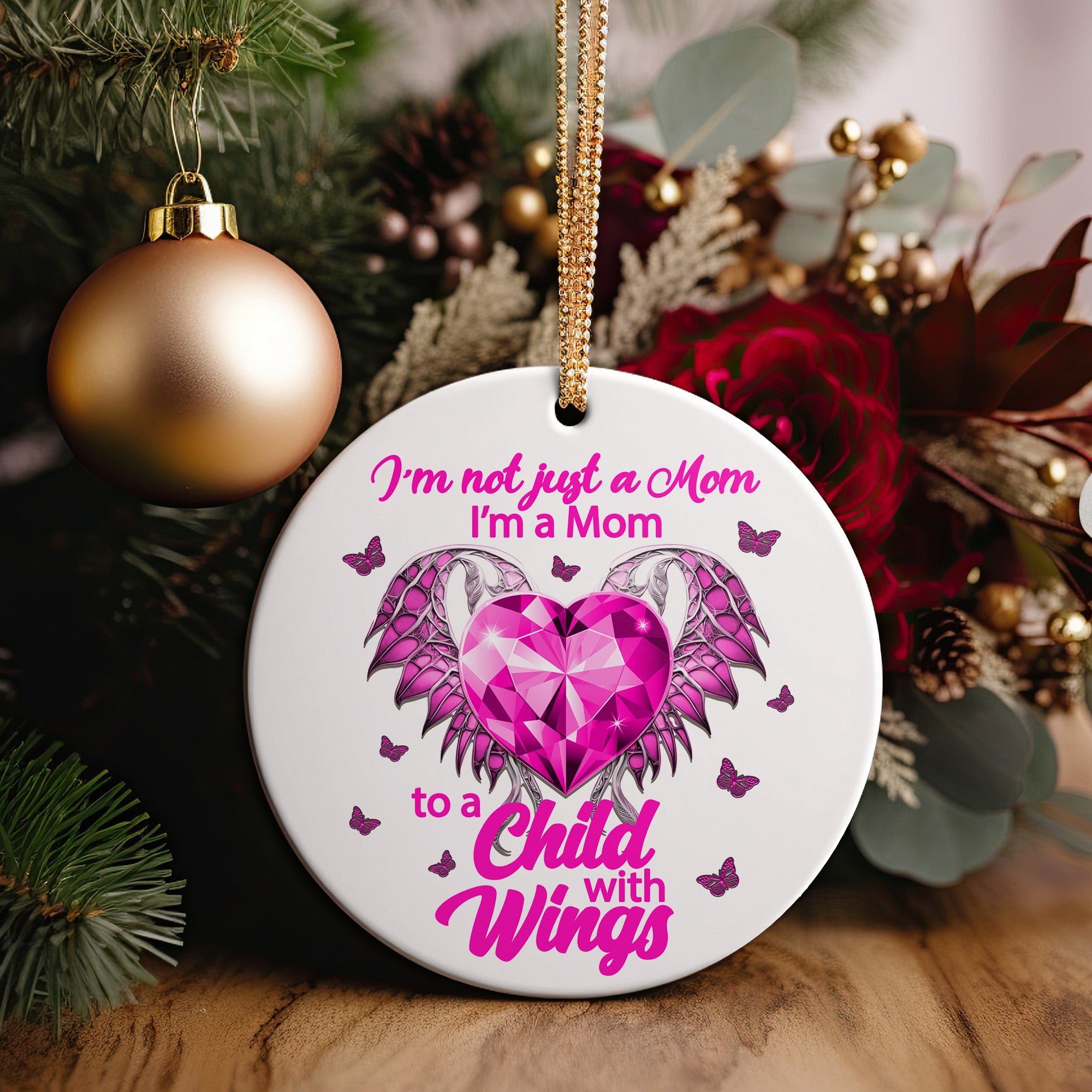 Beautiful Pink Heart Ceramic Ornament - Personalized Gift for Moms of Angel Babies - Handcrafted Keepsake with Winged Design - Image 2