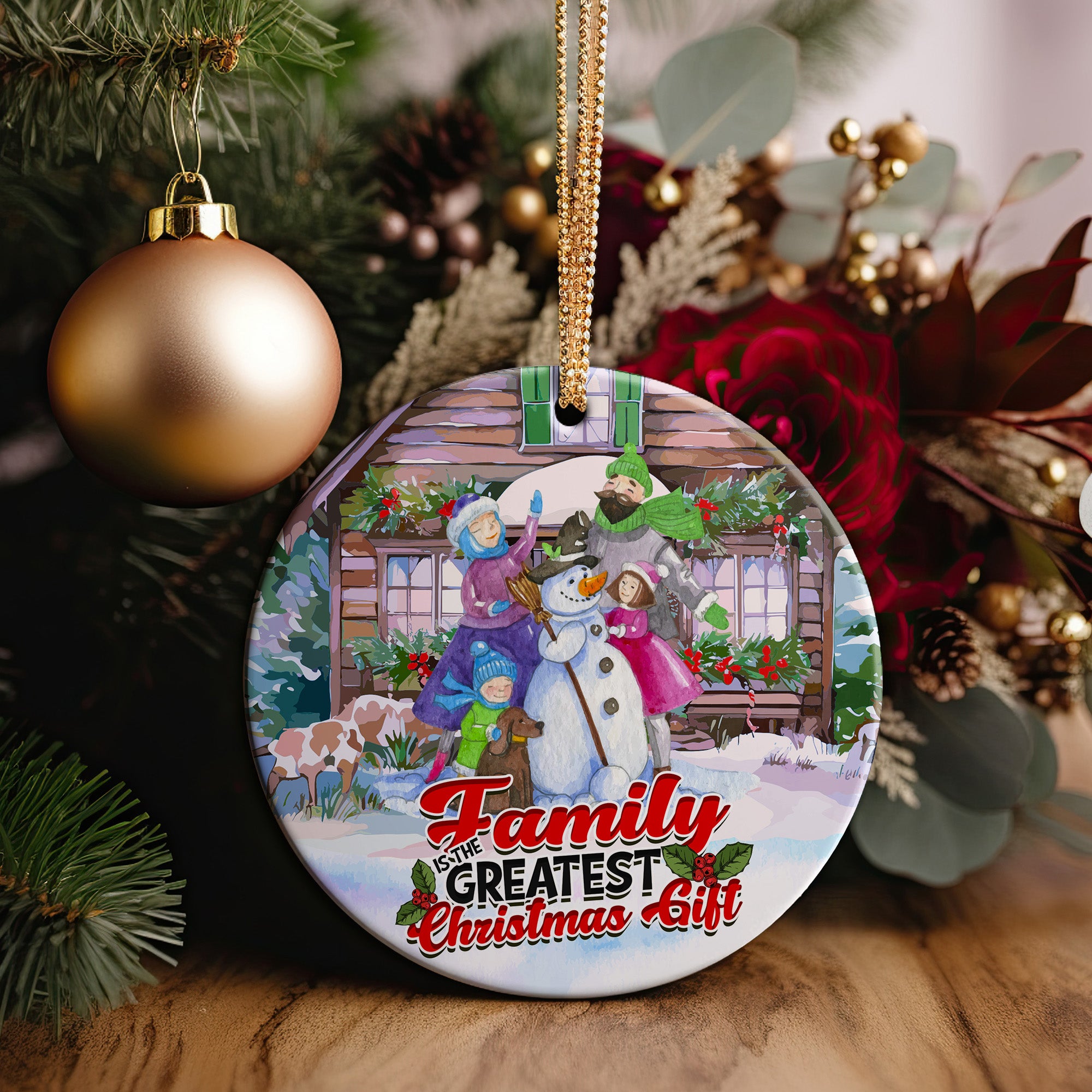 Personalized Family Christmas Ornament - Handcrafted Ceramic Keepsake with Heartwarming Snowman Design - Image 2