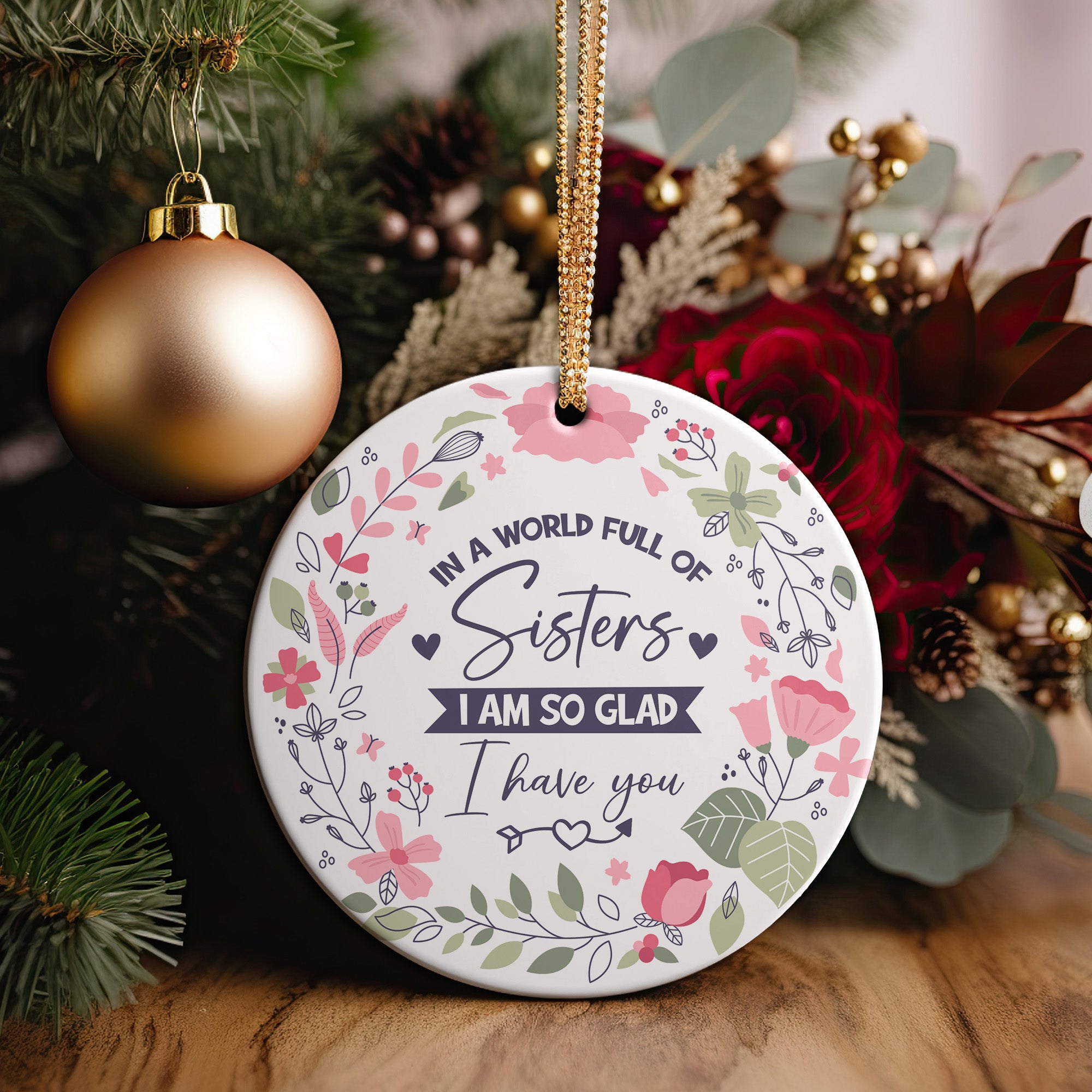 Beautifully Crafted Floral Ceramic Sister Ornament with Personalization for Heartfelt Gifting - Image 2