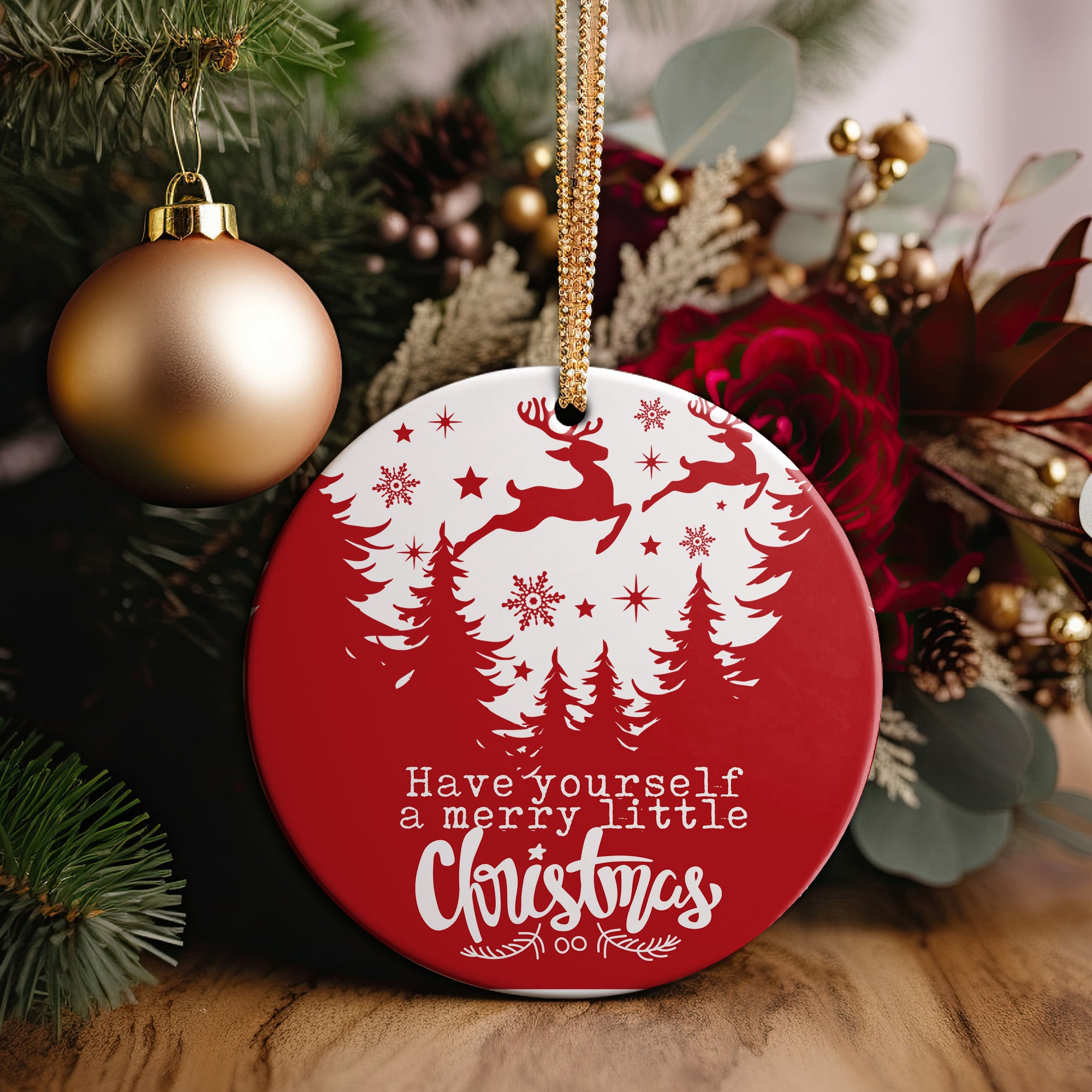 Personalized Merry Little Christmas Ceramic Ornament – Custom Holiday Gift for Family and Friends, Red and White Design - Image 2
