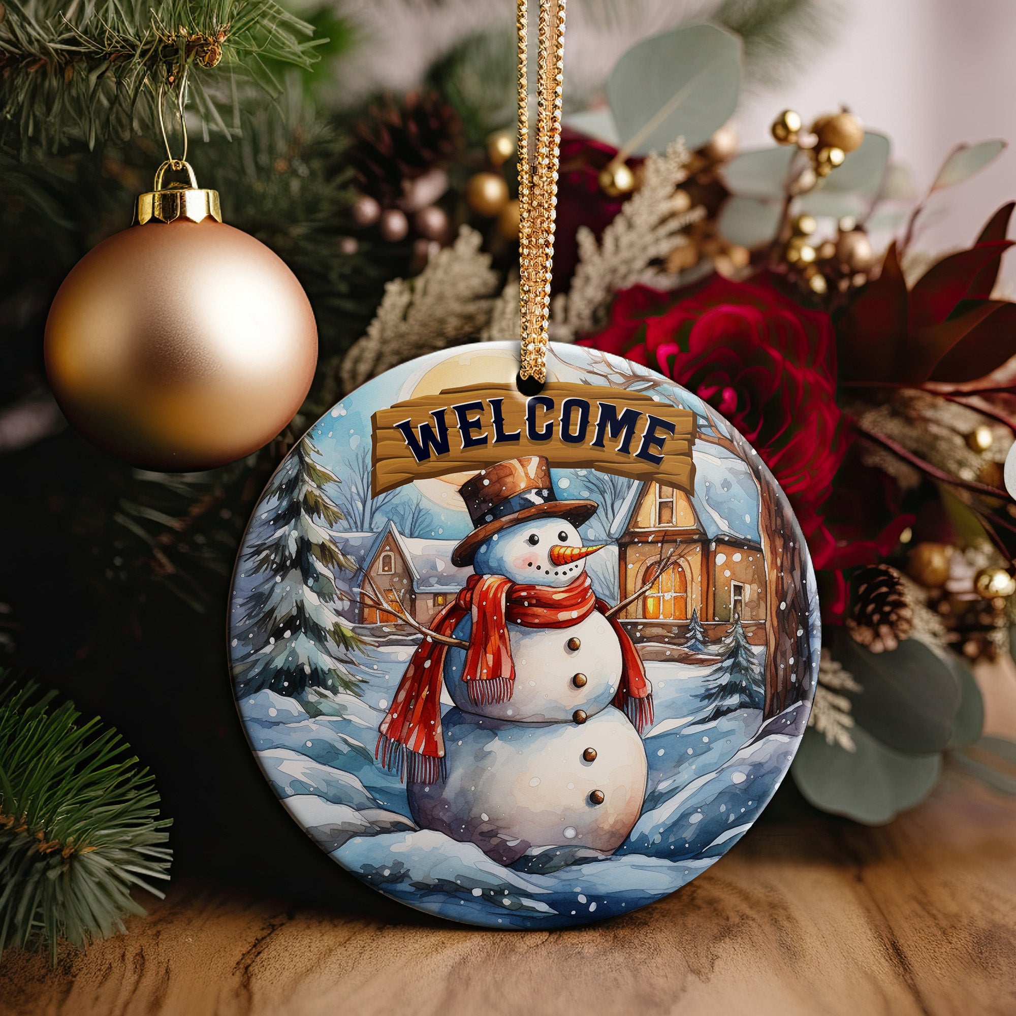 Personalized Welcome Snowman Ceramic Ornament – Custom Holiday Decor for Home or Gift - Image 2