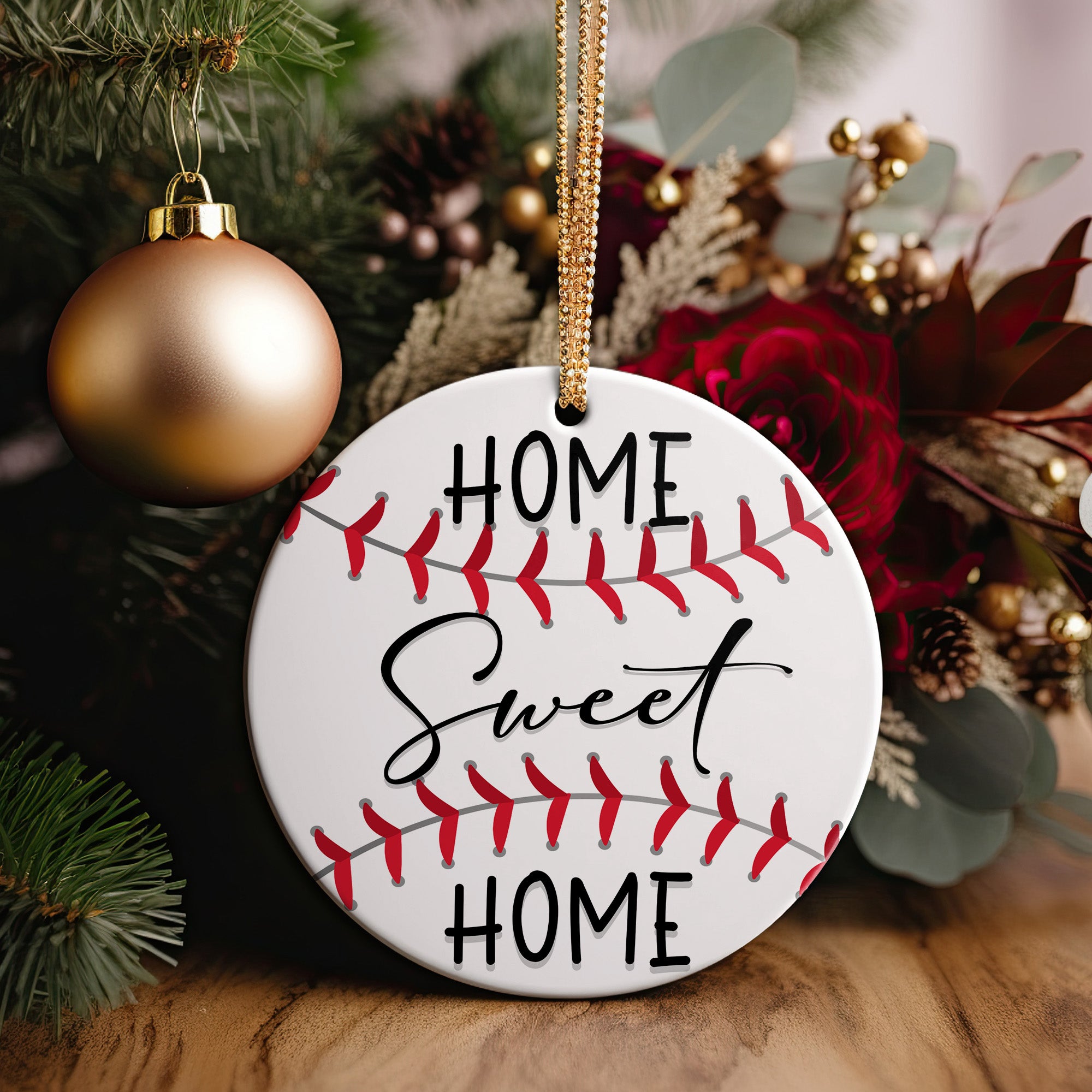 Personalized "Home Sweet Home" Ceramic Baseball Ornament – Ideal Custom Gift for Sports Lovers and Cozy Home Decor - Image 2