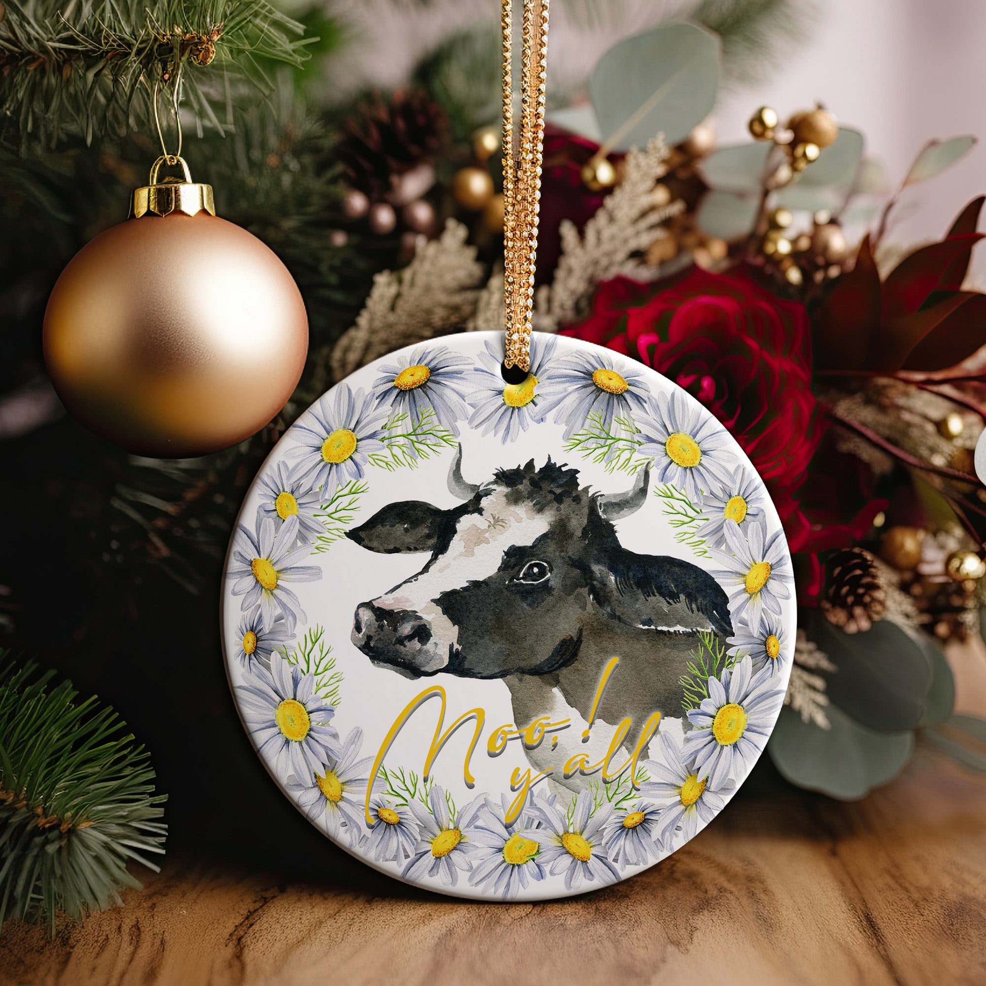 Personalized Ceramic Cow Ornament with Floral Design - Perfect Handmade Gift for Farmhouse Decor and Celebrations - Image 2