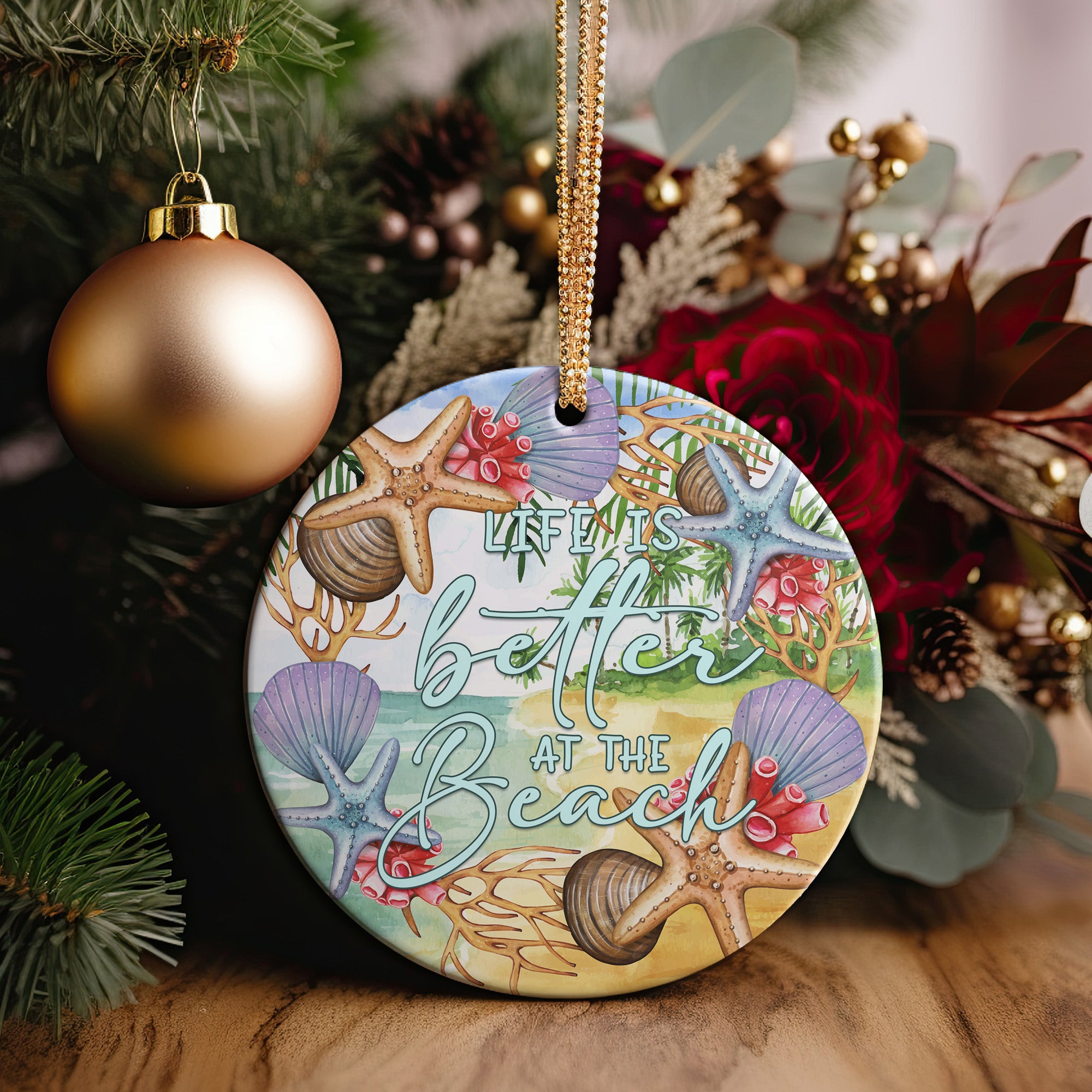 Personalized Coastal Ceramic Ornament - "Life is Better at the Beach" - Handcrafted Ocean-Themed Gift for Beach Lovers - Image 2