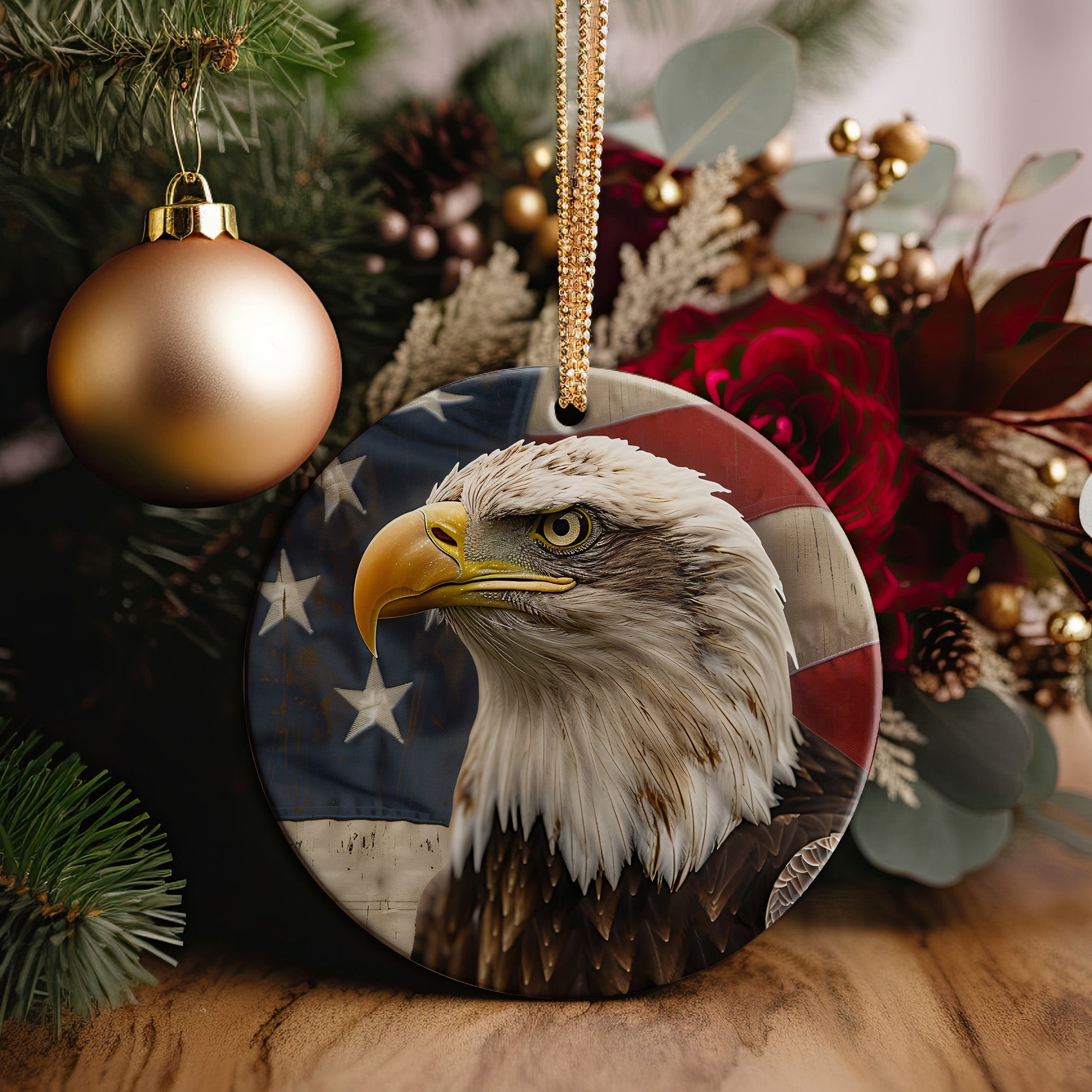 Personalized Bald Eagle Ceramic Ornament – Handcrafted Patriotic Decor with Customizable Touch for Unique Gift-Giving Moments - Image 2